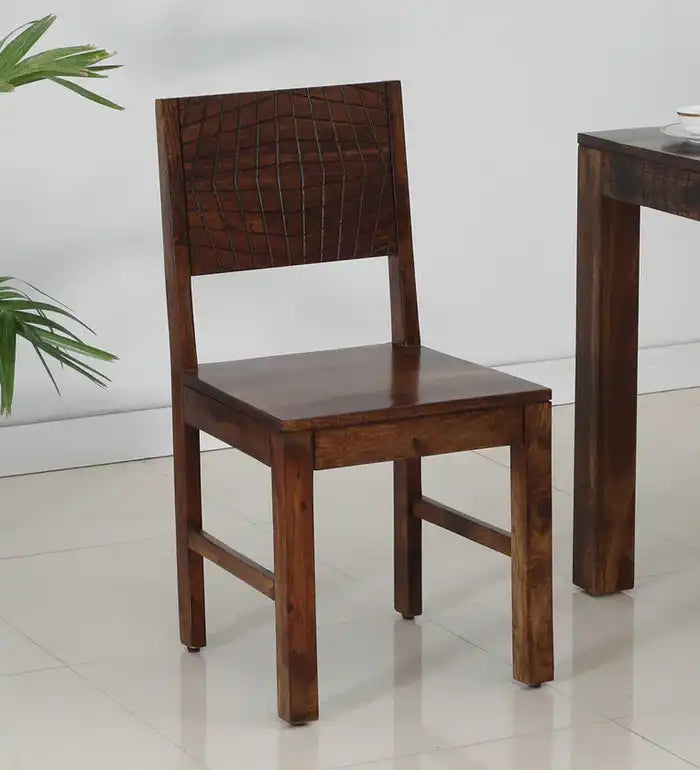 Harmonia solid sheesham wood dining chair set of two for modern Indian home furniture
