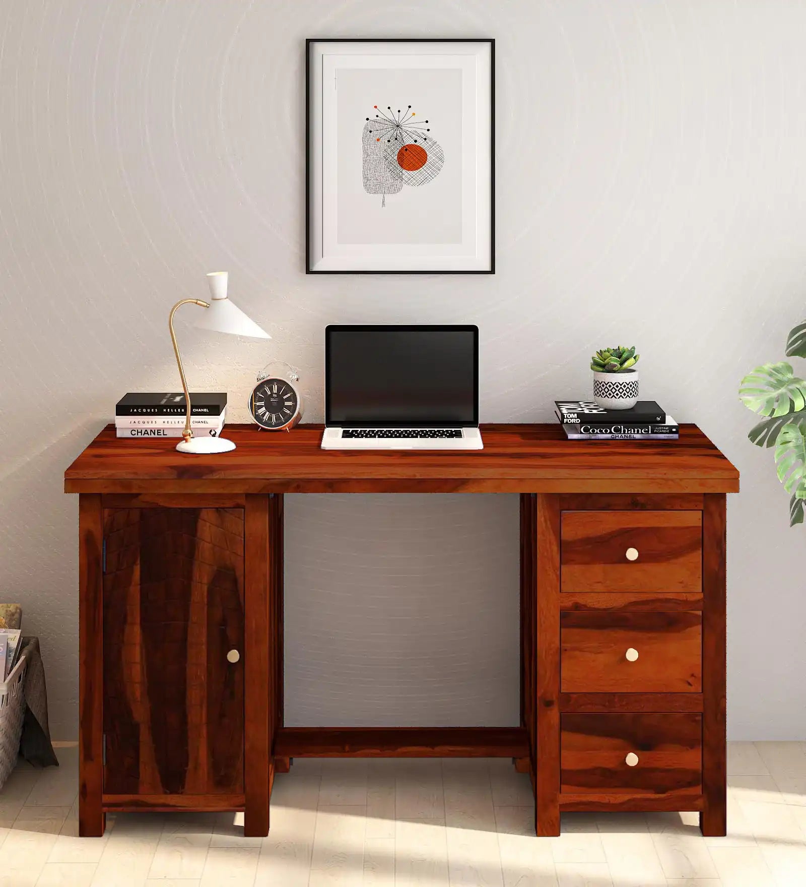 Harmonia solid wood modern study table sheesham writing desk for home office India