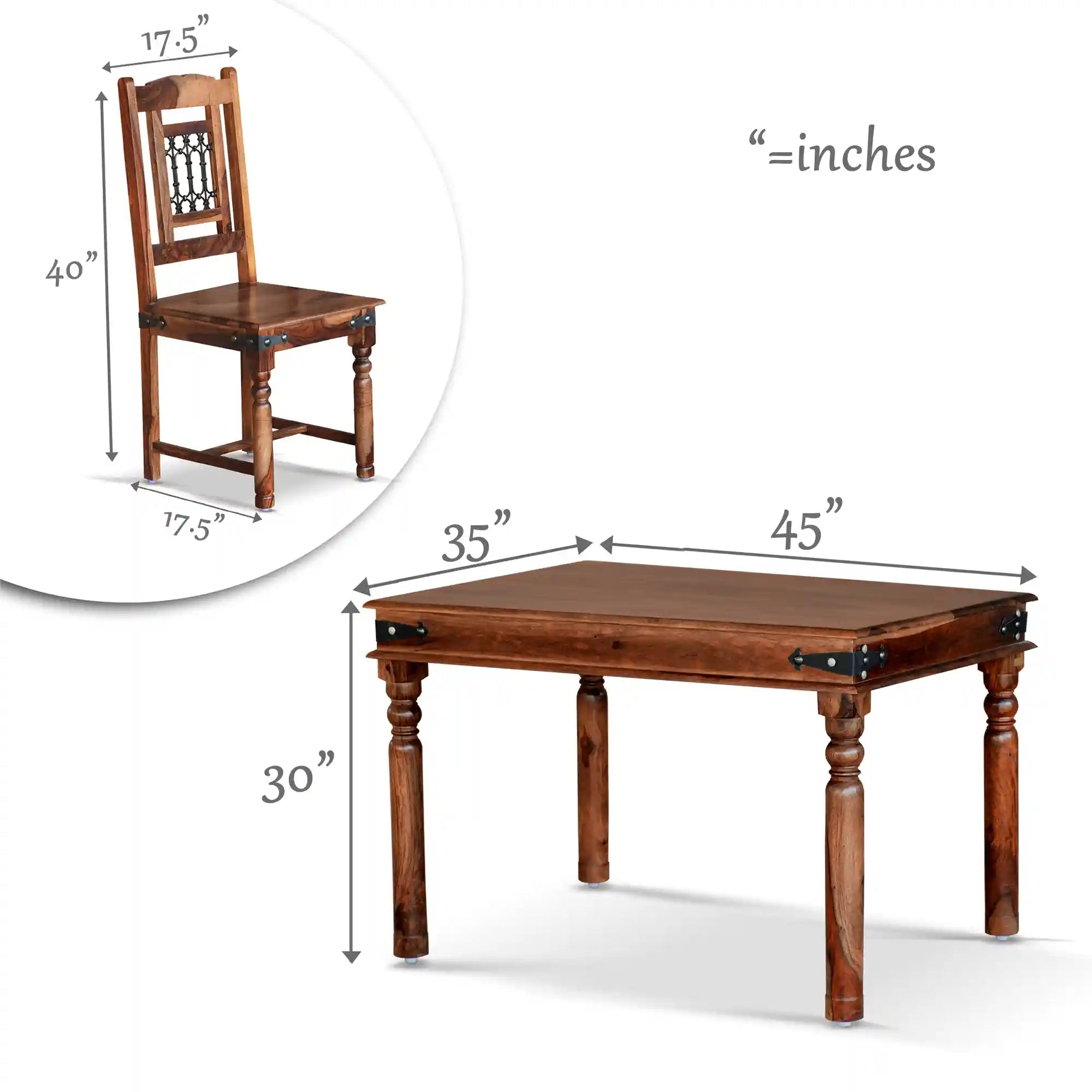 Haveli premium solid wood four seater dining table set luxury furniture India