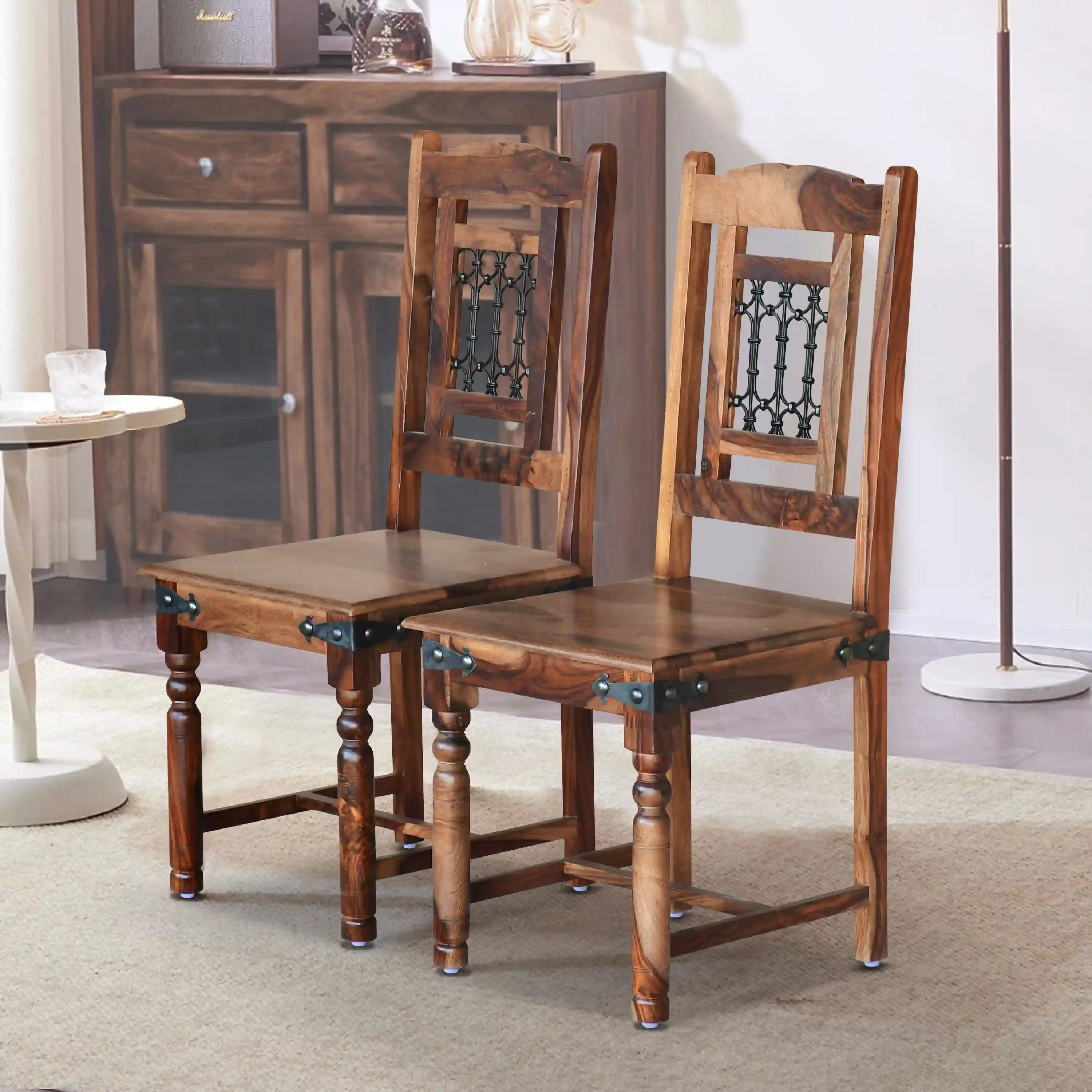 Haveli solid wood four seater dining table set for modern Indian home furniture