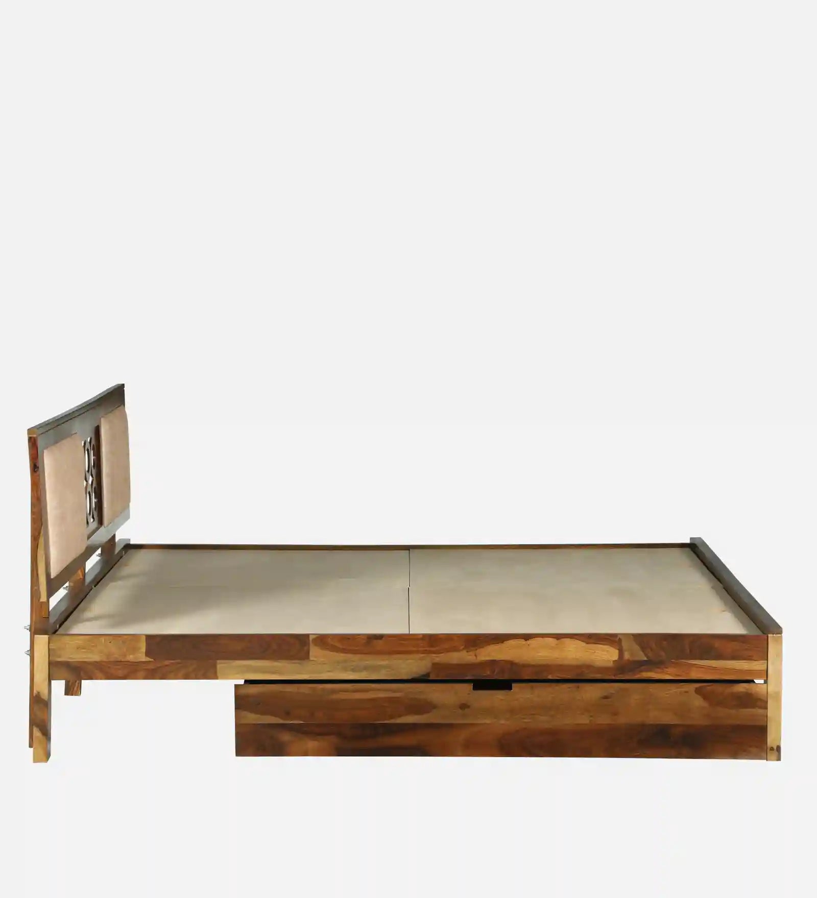 heavy solid sheesham wood frame bed support drawer storage king size india