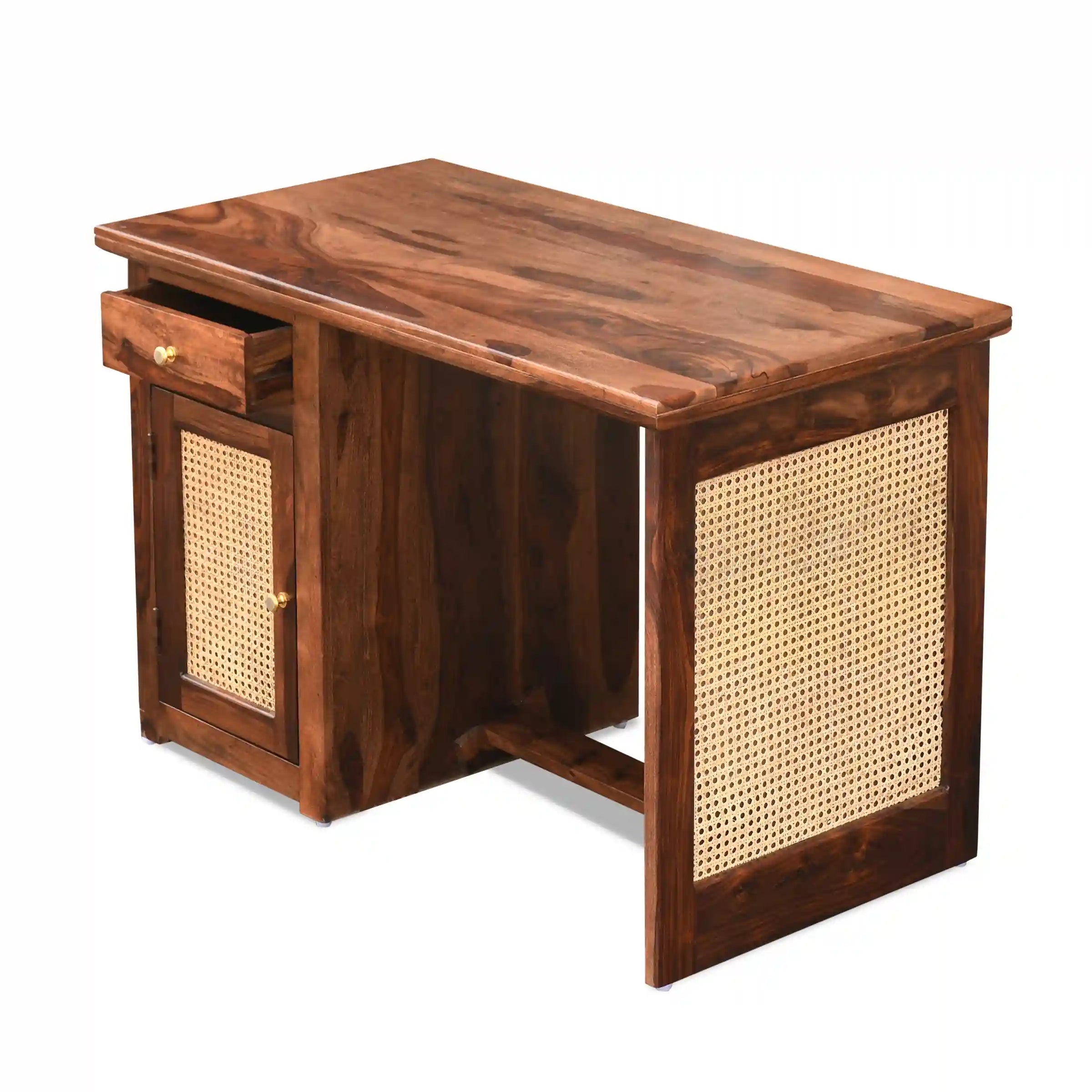 Home office study desk chair set sheesham wood cane modern design