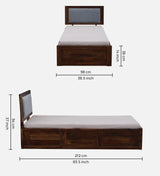 Mukund  Sheesham Wood Single Bed In Provincial Teak Finish With Box Storage by Rajwada