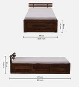 Amol  Sheesham Wood Single Bed In Provincial Teak Finish With Box Storage by Rajwada