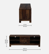 Annei  Solid Wood TV Unit for TVs up to 50" With Two Drawer And Shelf In Provincial Teak Finish - By Rajwada