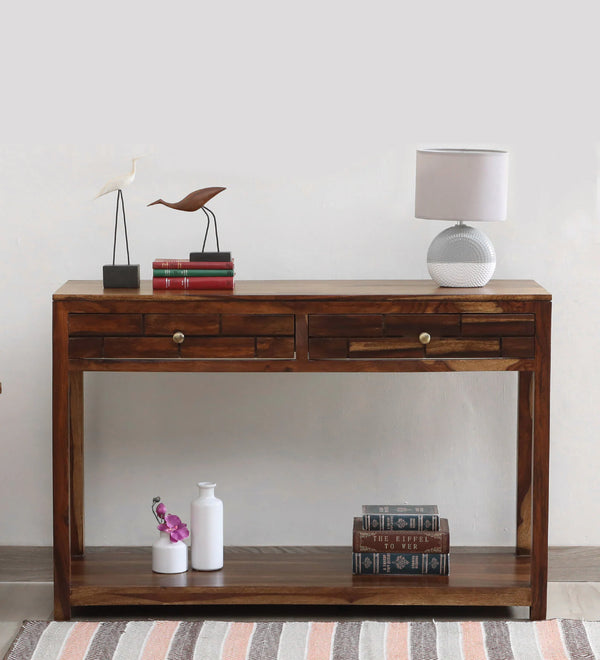 Annei  Solid Wood Console Table In Provincial Teak Finish - By Rajwada
