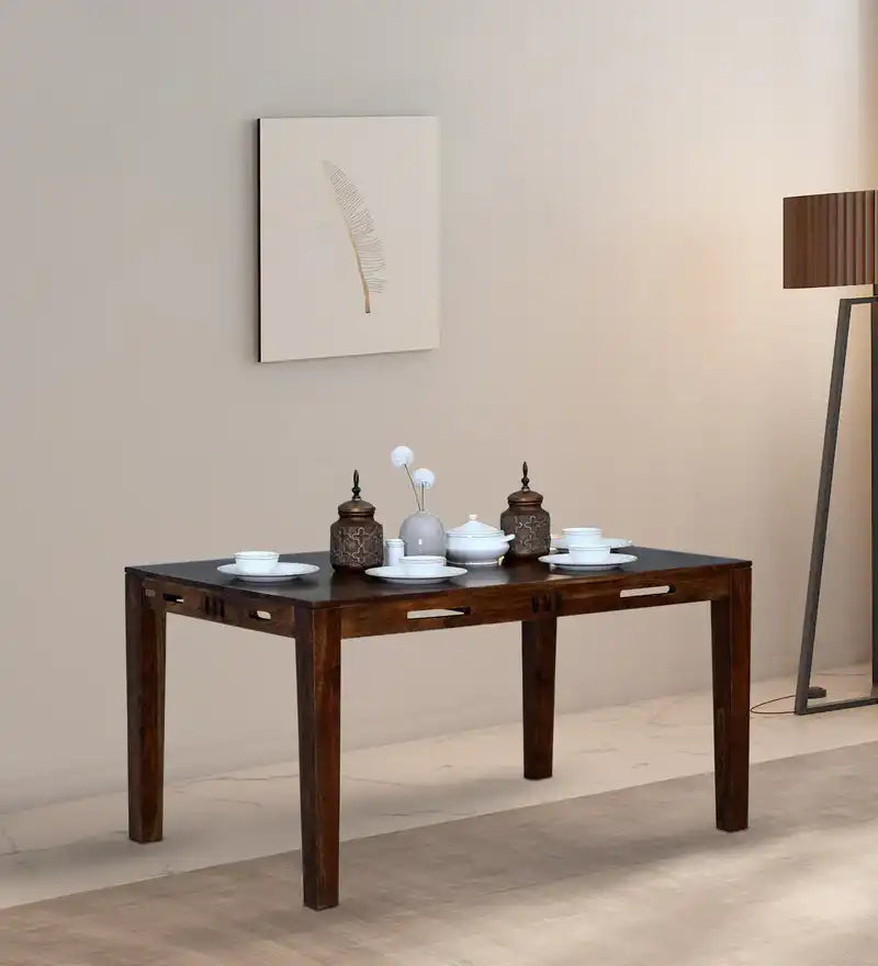Jenine solid sheesham wood dining table six seater for modern Indian home furniture