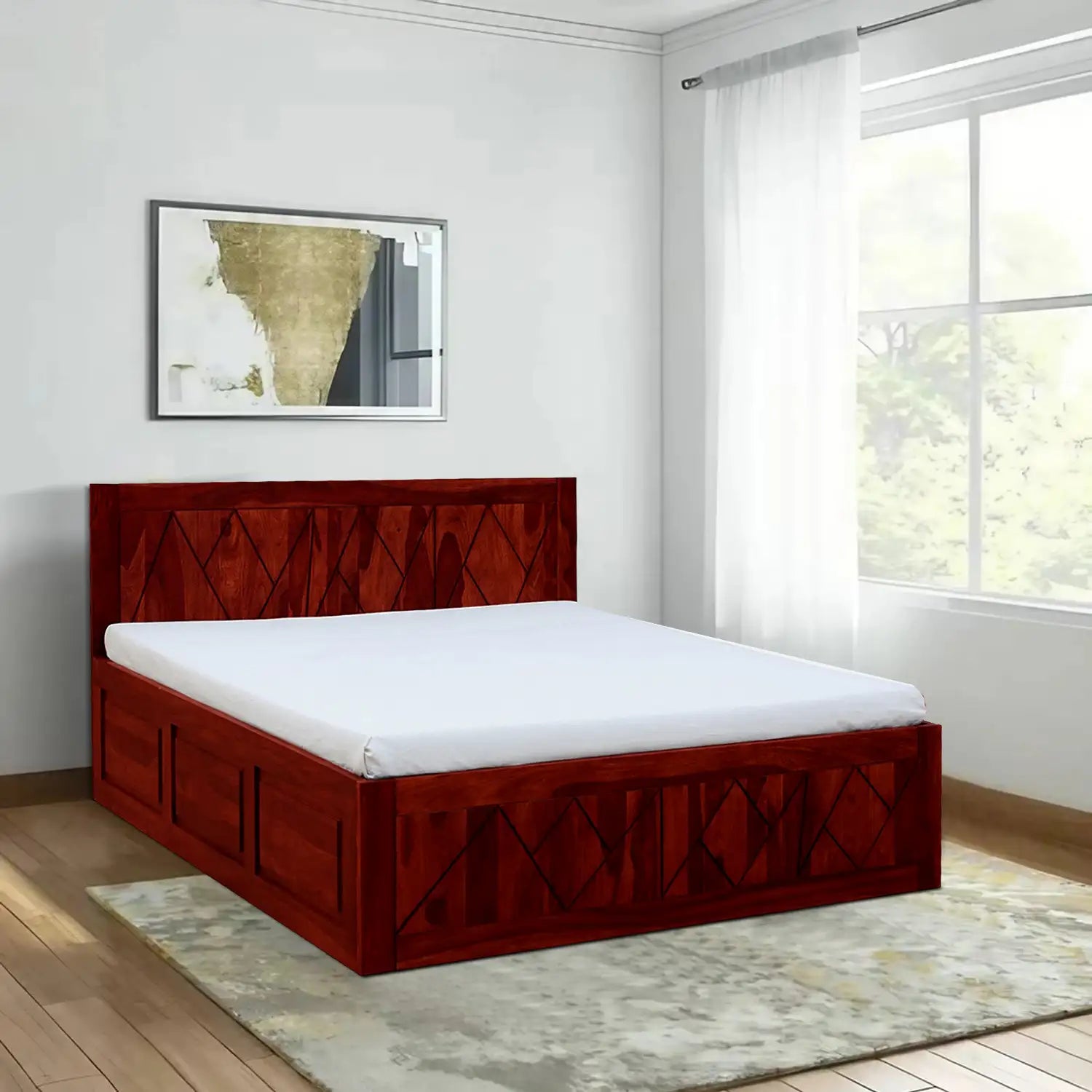 Jumo solid wood bed with under box storage design