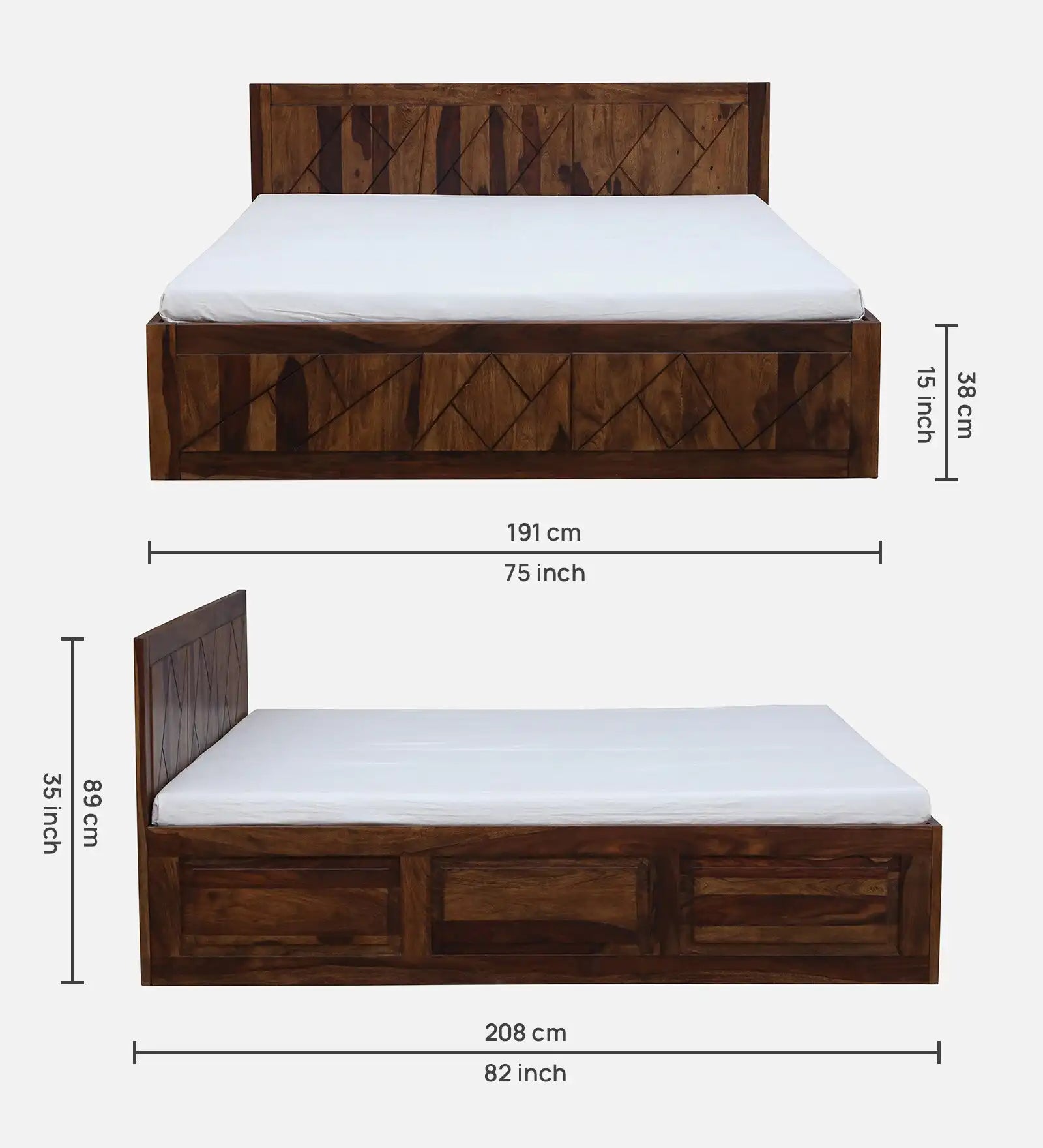 Jumo heavy solid wood bed box storage strong frame design
