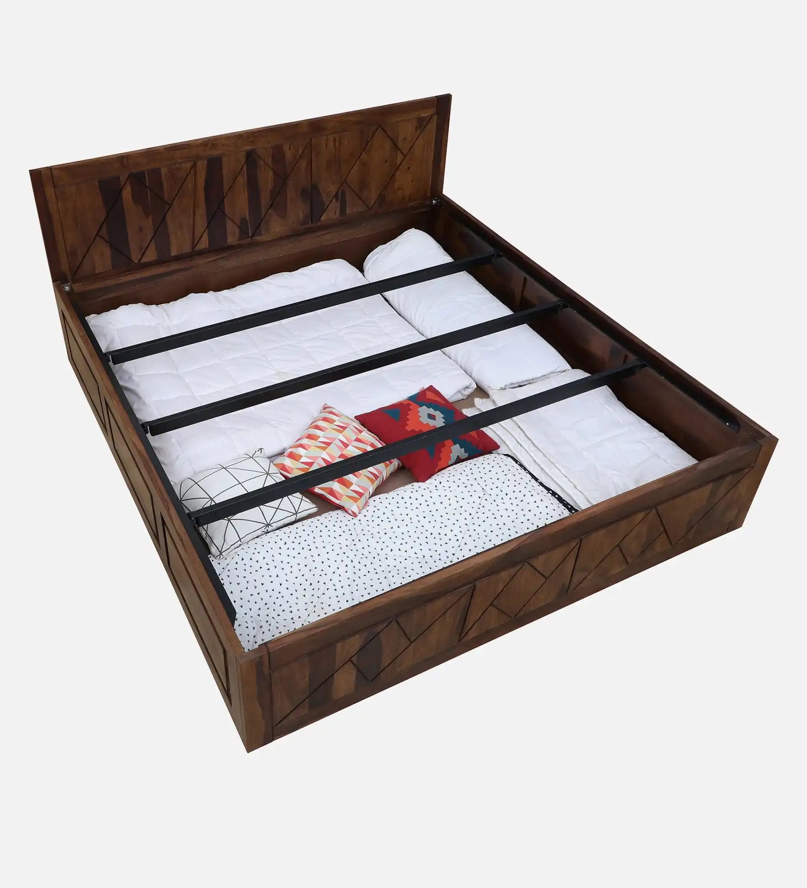 Jumo wooden queen bed box storage durable structure