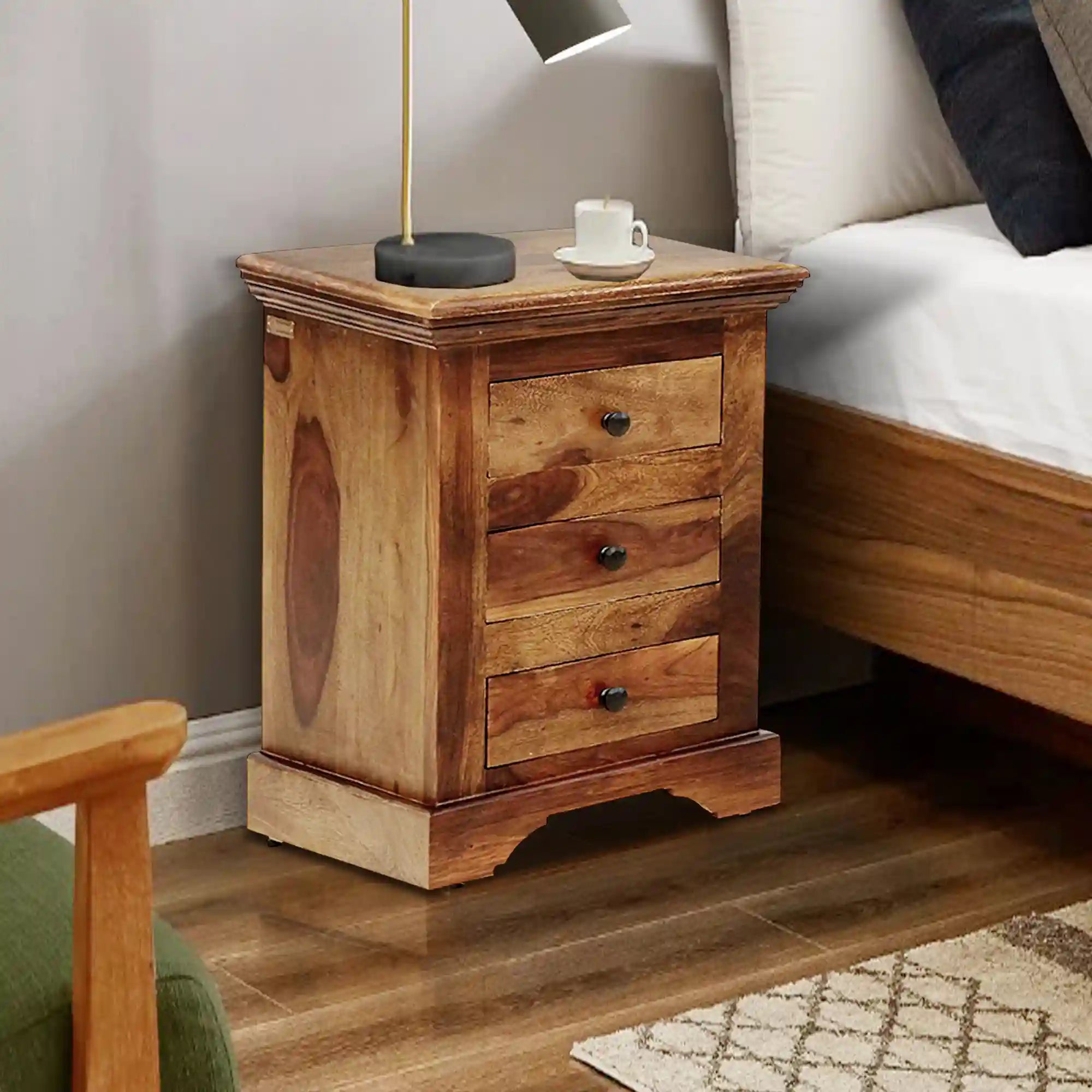 Kanishka bedside table drawer storage compact wooden nightstand India