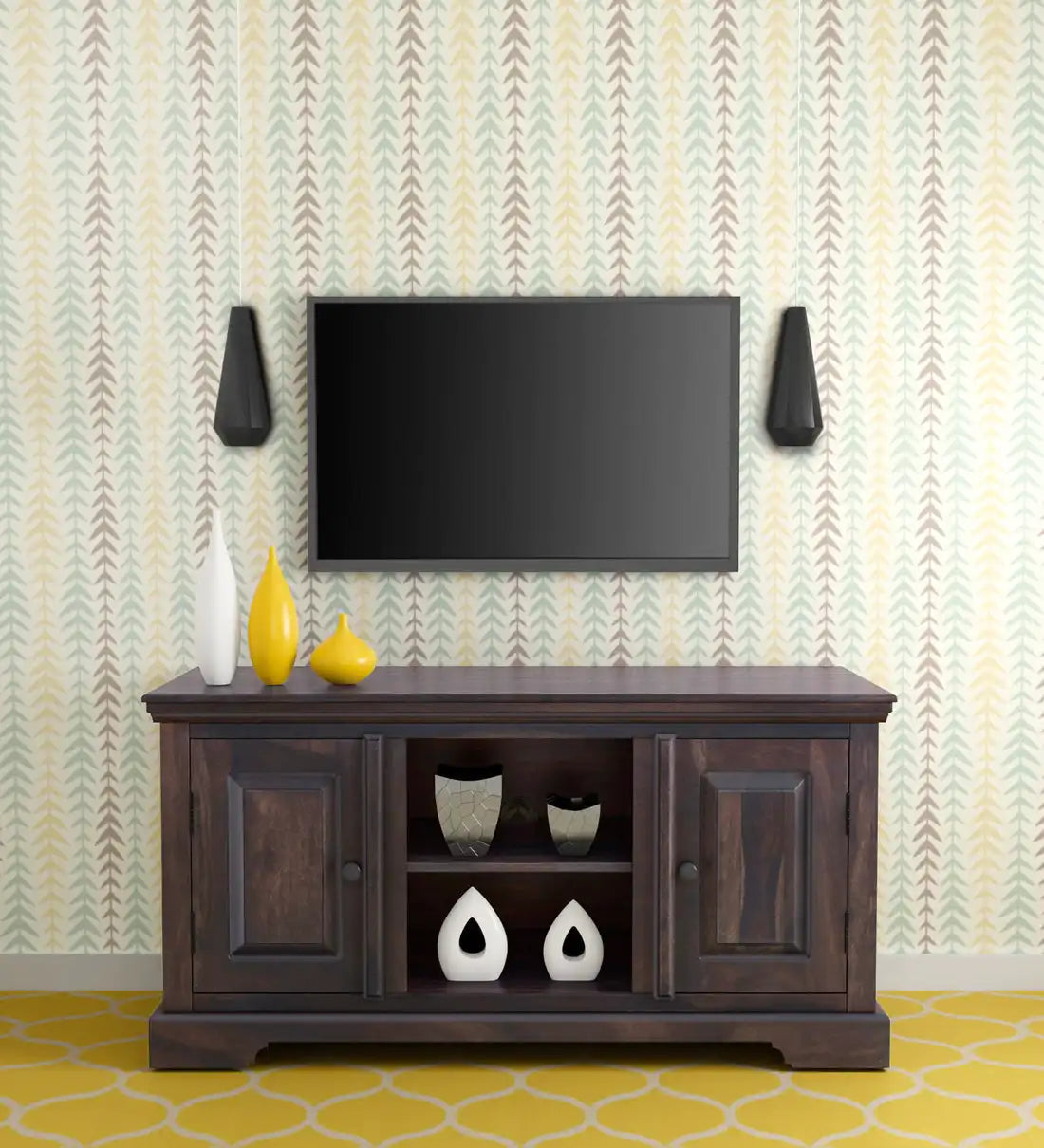 Kanishka modern TV unit wooden TV stand with drawers and shelves