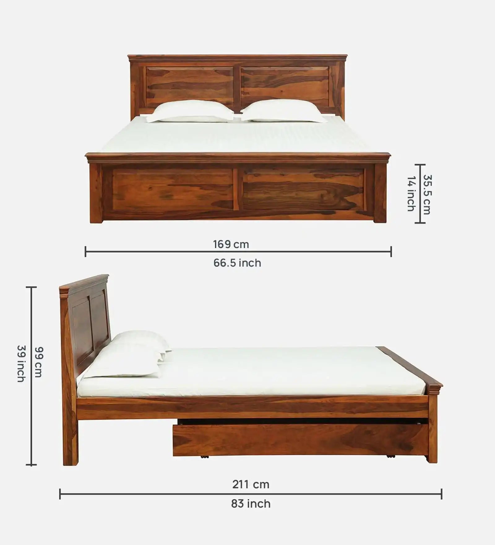 Kanishka premium sheesham bed with drawer storage frame