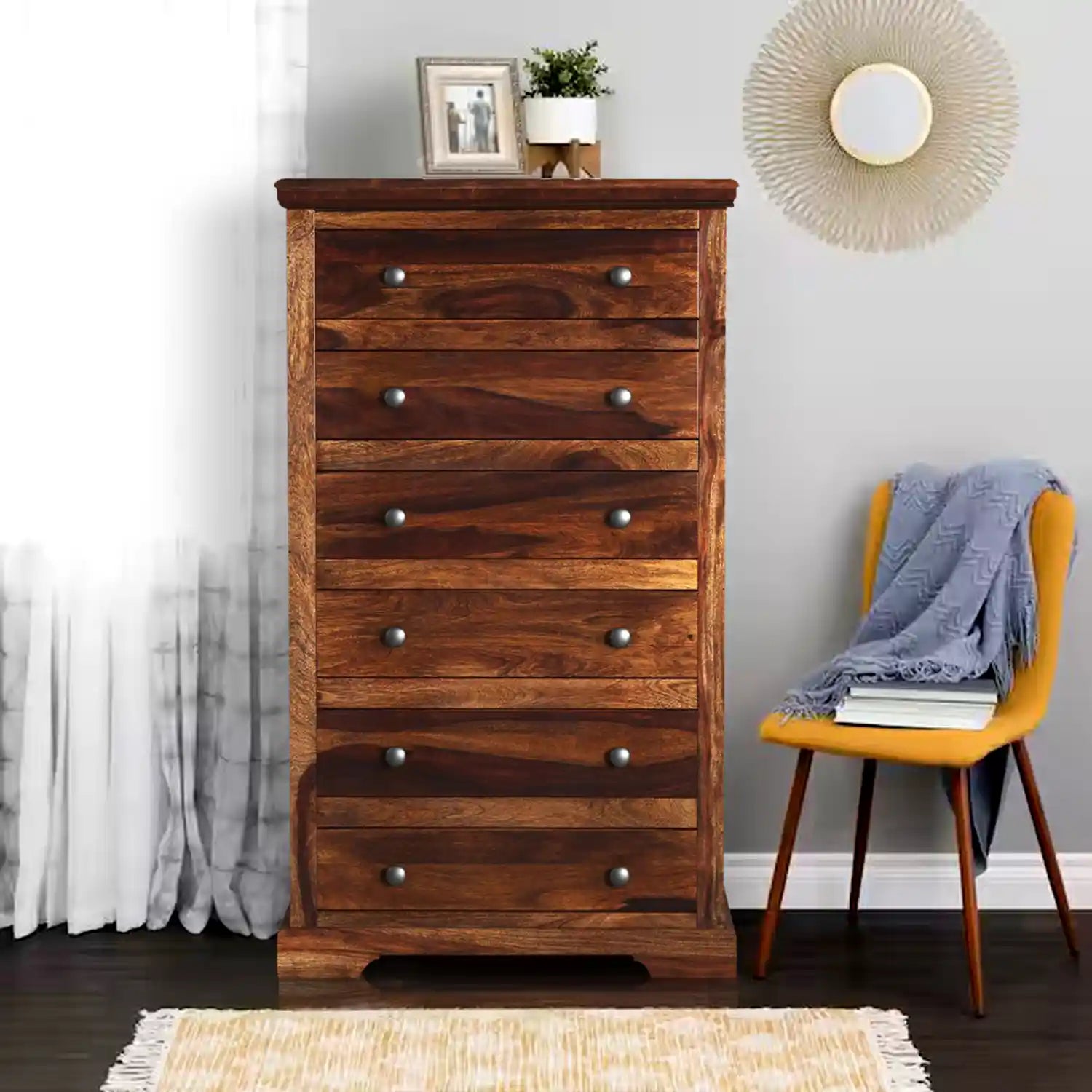 Kanishka sheesham wood chest of drawers solid wood storage unit for bedroom India