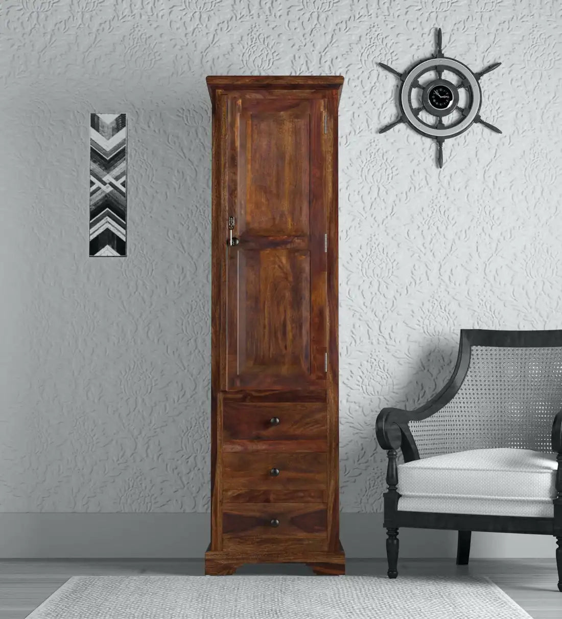 Kanishka sheesham wood single door wardrobe solid wood almirah India
