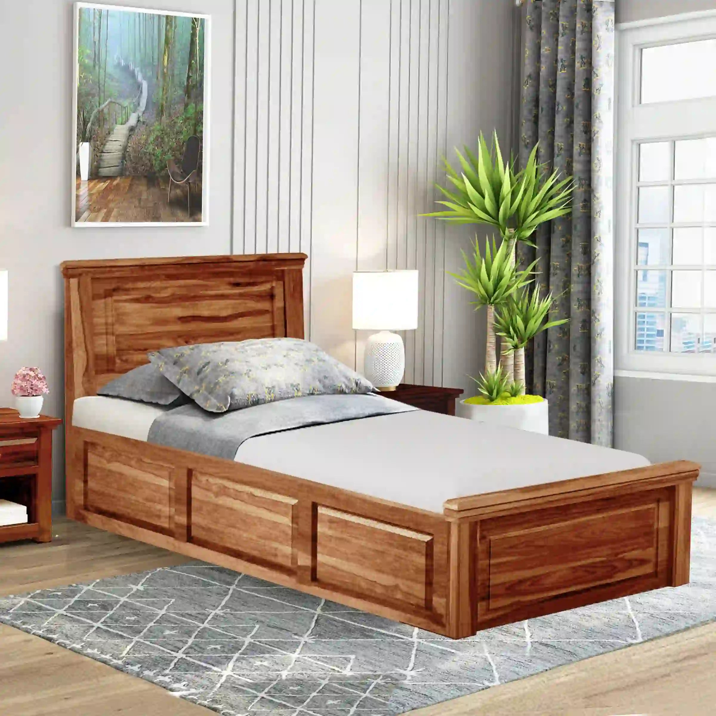 kanishka solid wood single bed strong frame durable build quality long lasting
