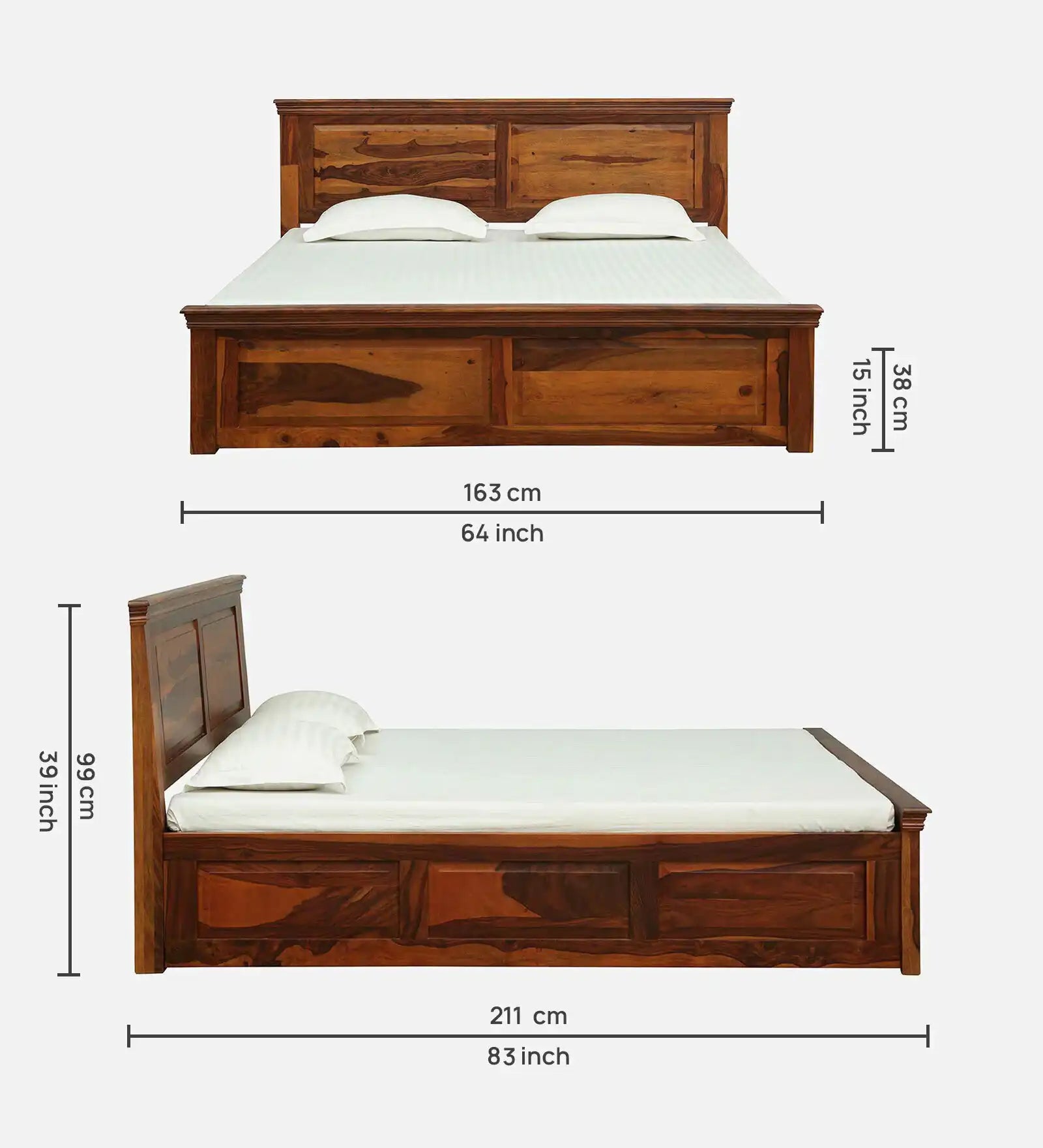 Kanishka solid sheesham bed with box storage bedroom use