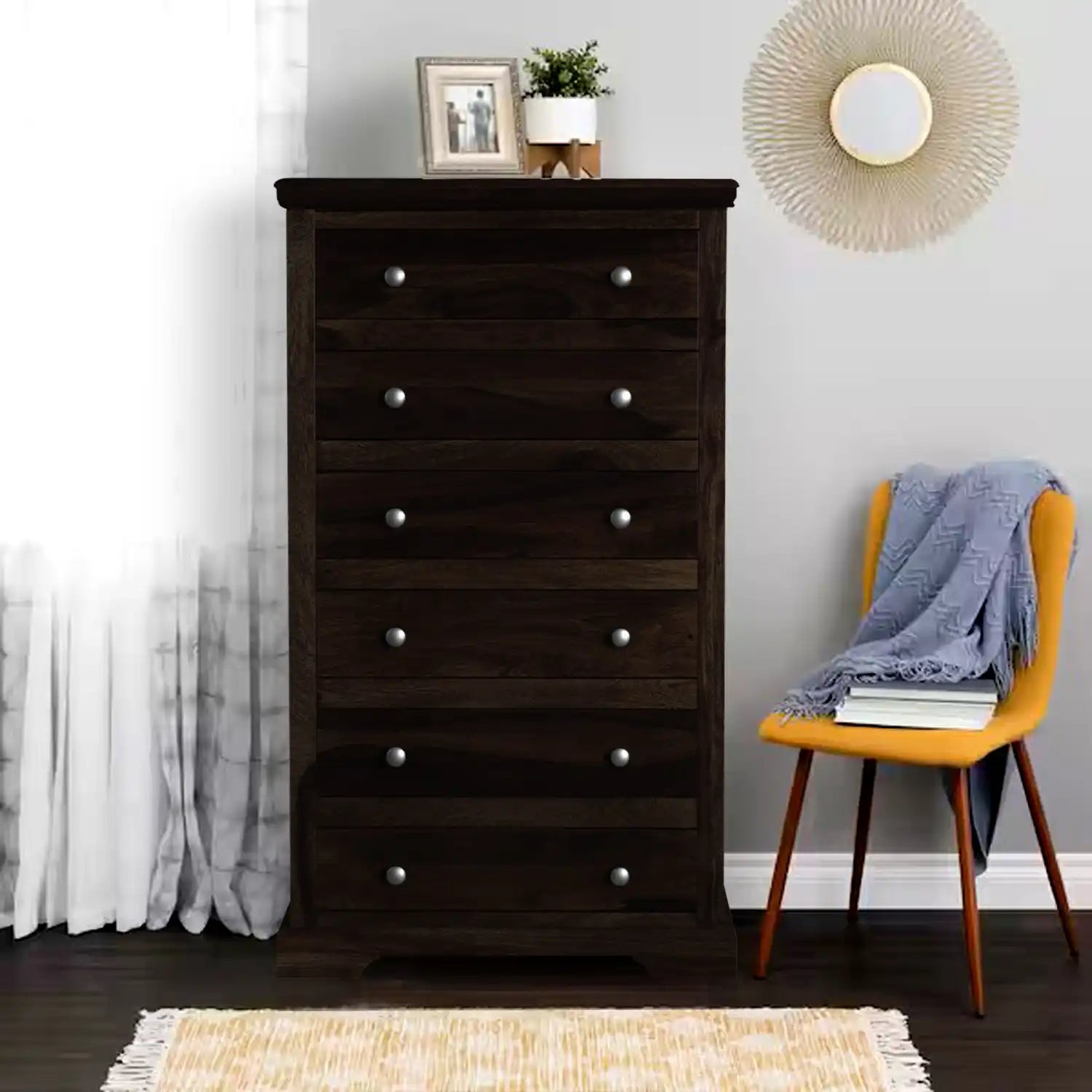 Kanishka handcrafted solid wood chest of drawers made from sheesham wood