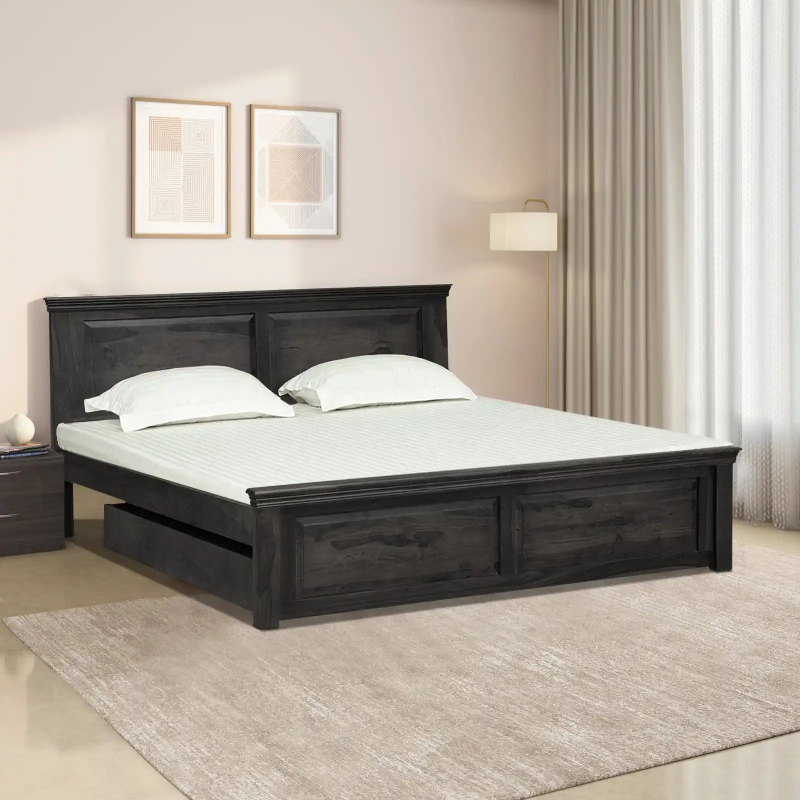 Kanishka wooden bed drawer storage solid wood furniture