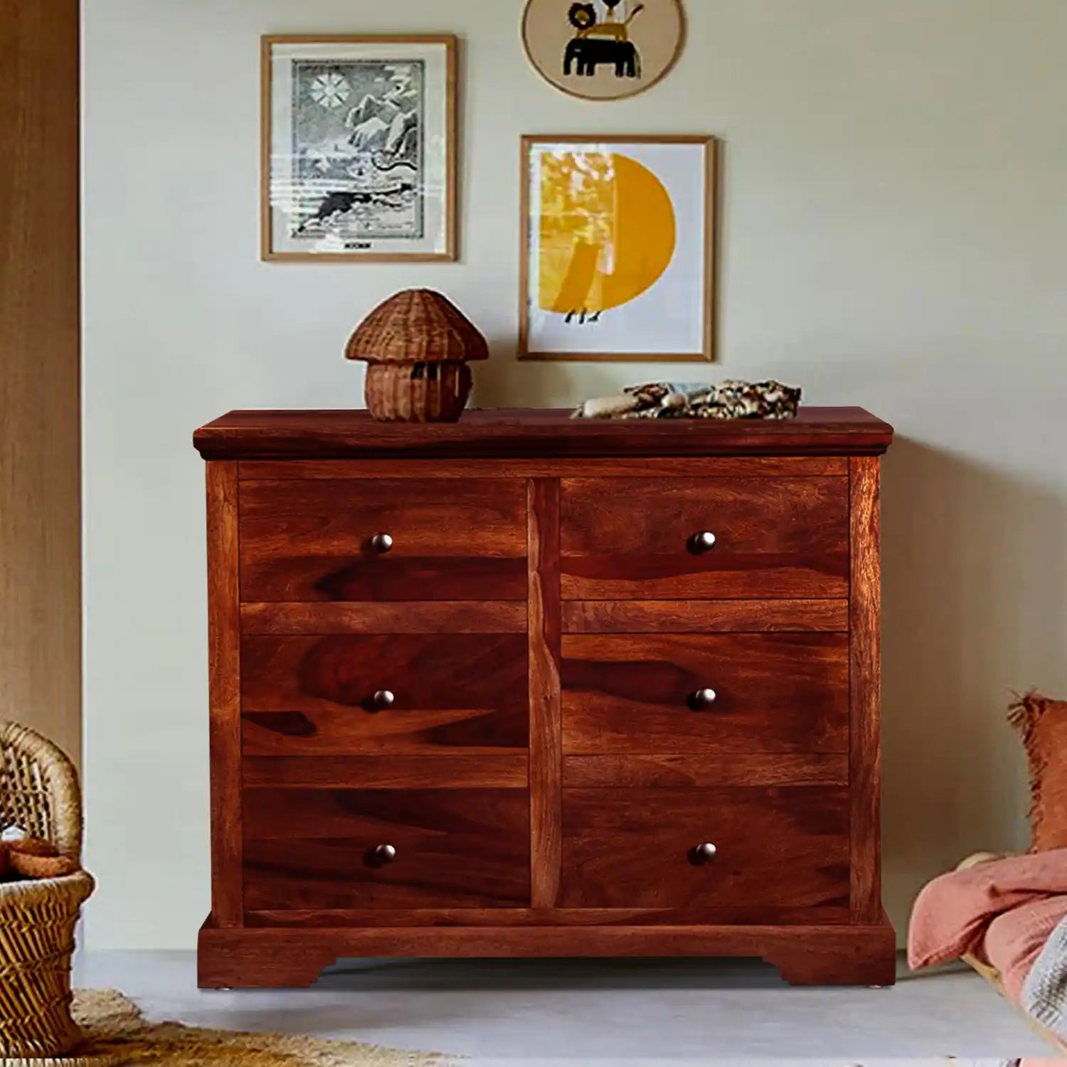 Kanishka wooden chest of drawers modern solid wood storage cabinet with drawers