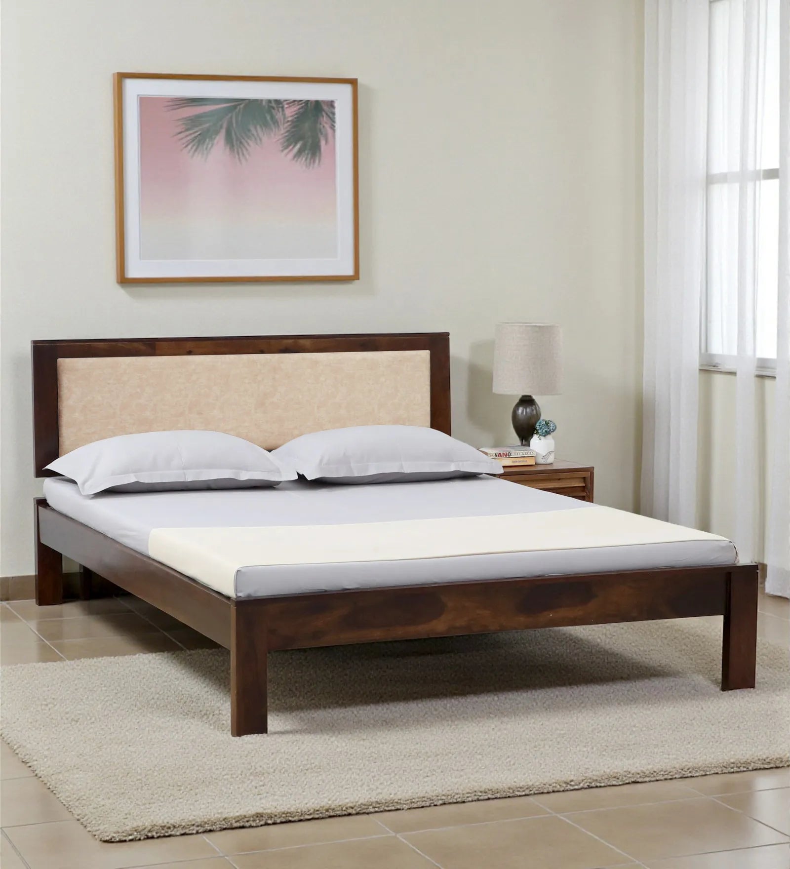 Kashtha queen solid bed no storage sheesham clean frame