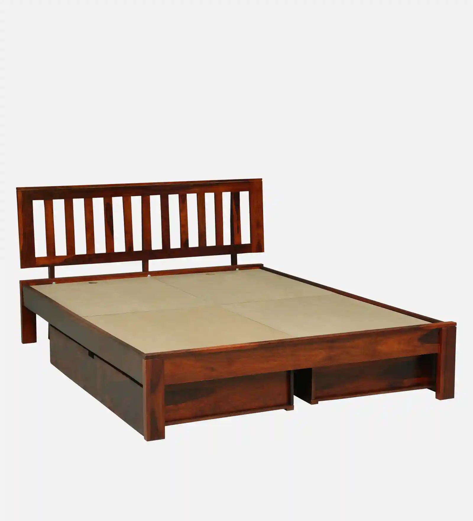 wooden king size drawer storage bed frame unit solid wood india