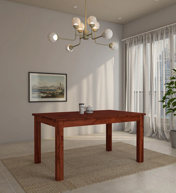 Oslo Solid Wood 6 Seater Dining Table In Honey Oak Finish By Rajwada