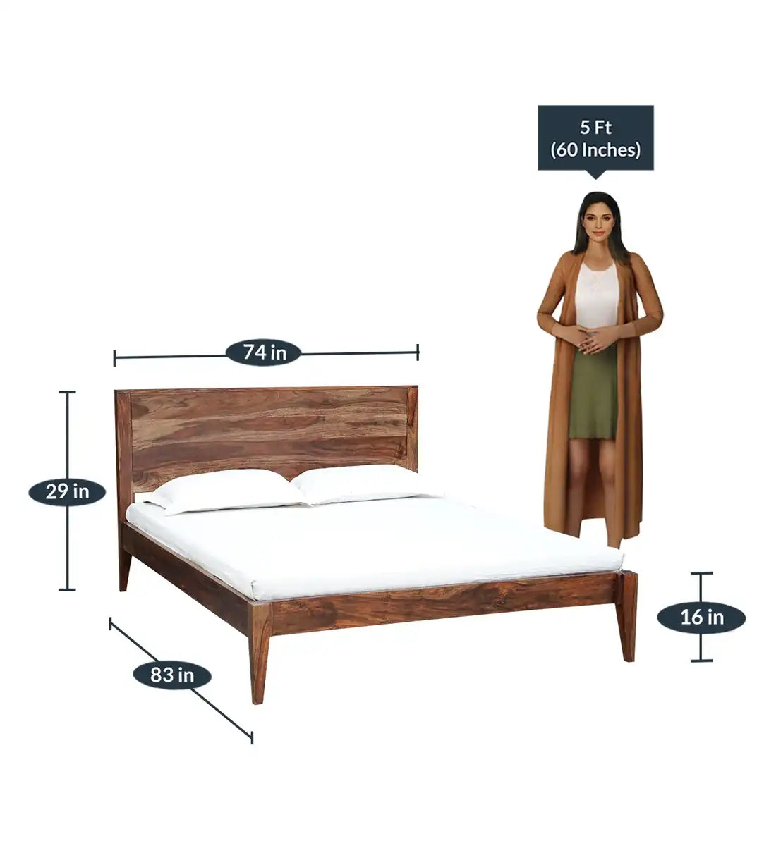 Kim modern wooden bed solid wood minimal look