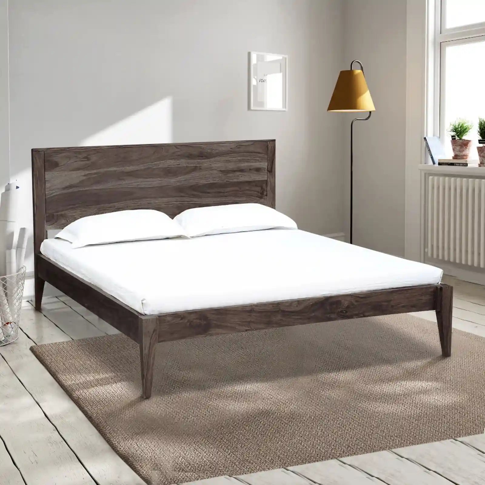 Kim premium sheesham bed solid wood frame design