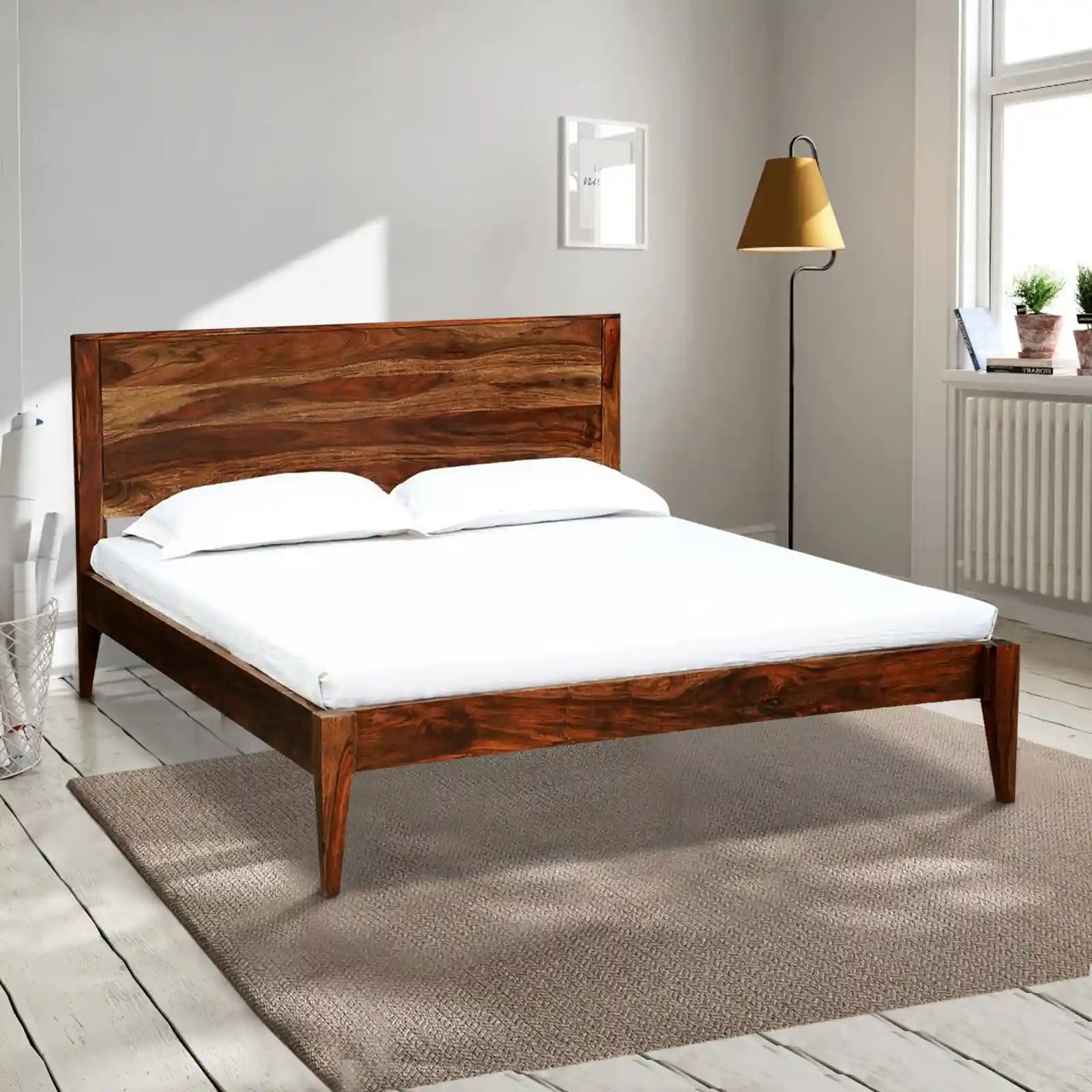 Kim sheesham wood king bed solid wood modern design