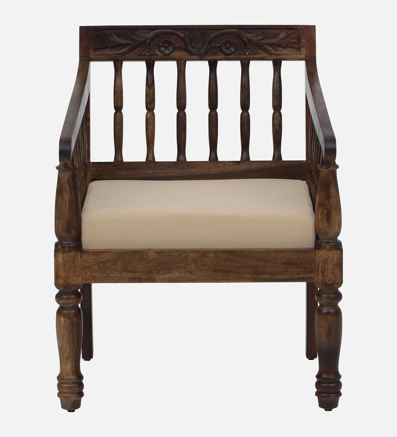 Macelina Solid Wood 1 Seater Sofa In Provincial Teak Finish By Rajwada