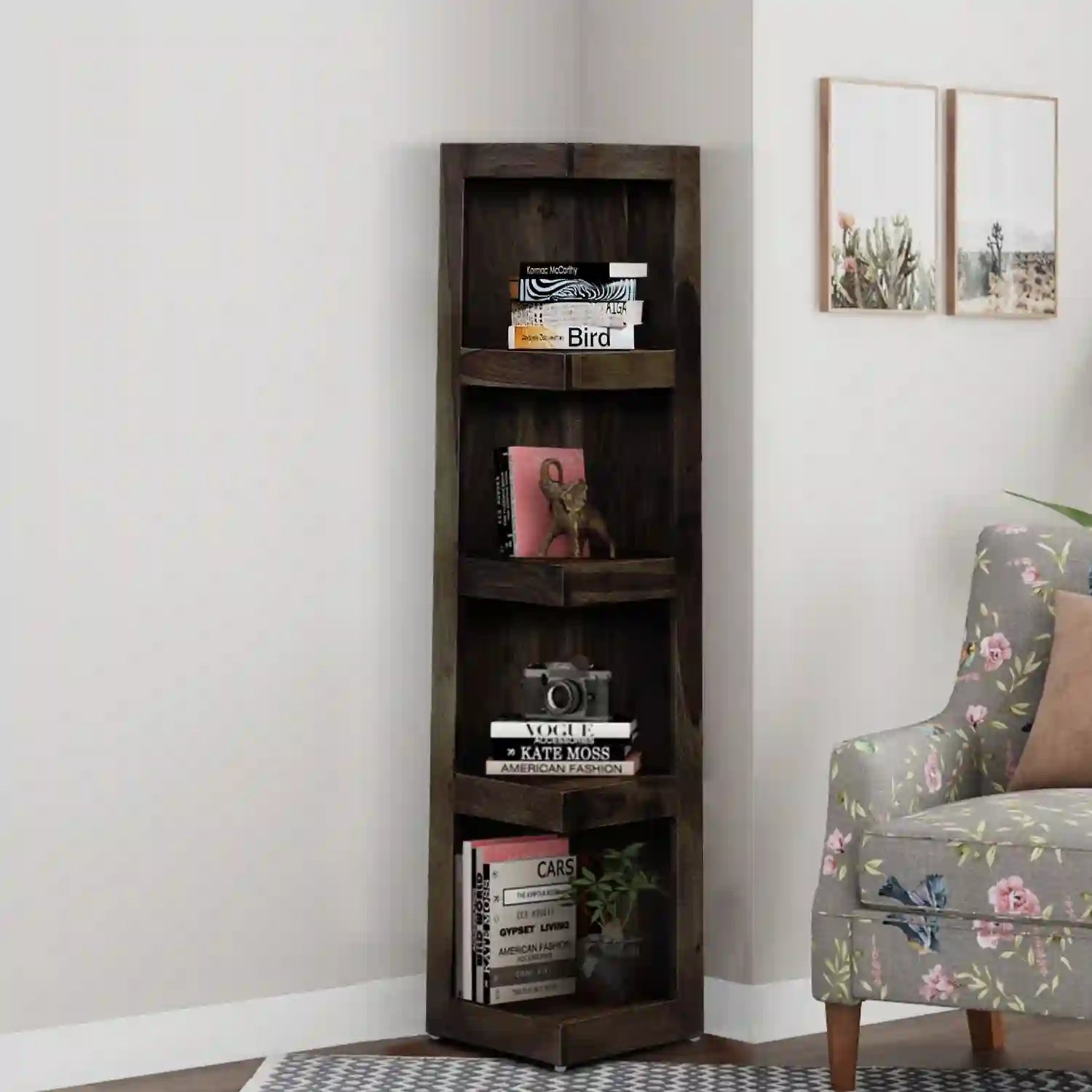 Living room display unit sheesham wood solid storage showcase design