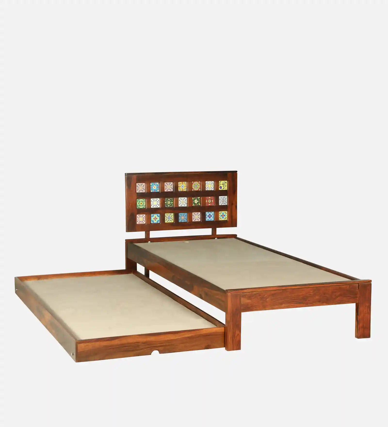 Modern cane single bed sheesham wood premium wooden bed India