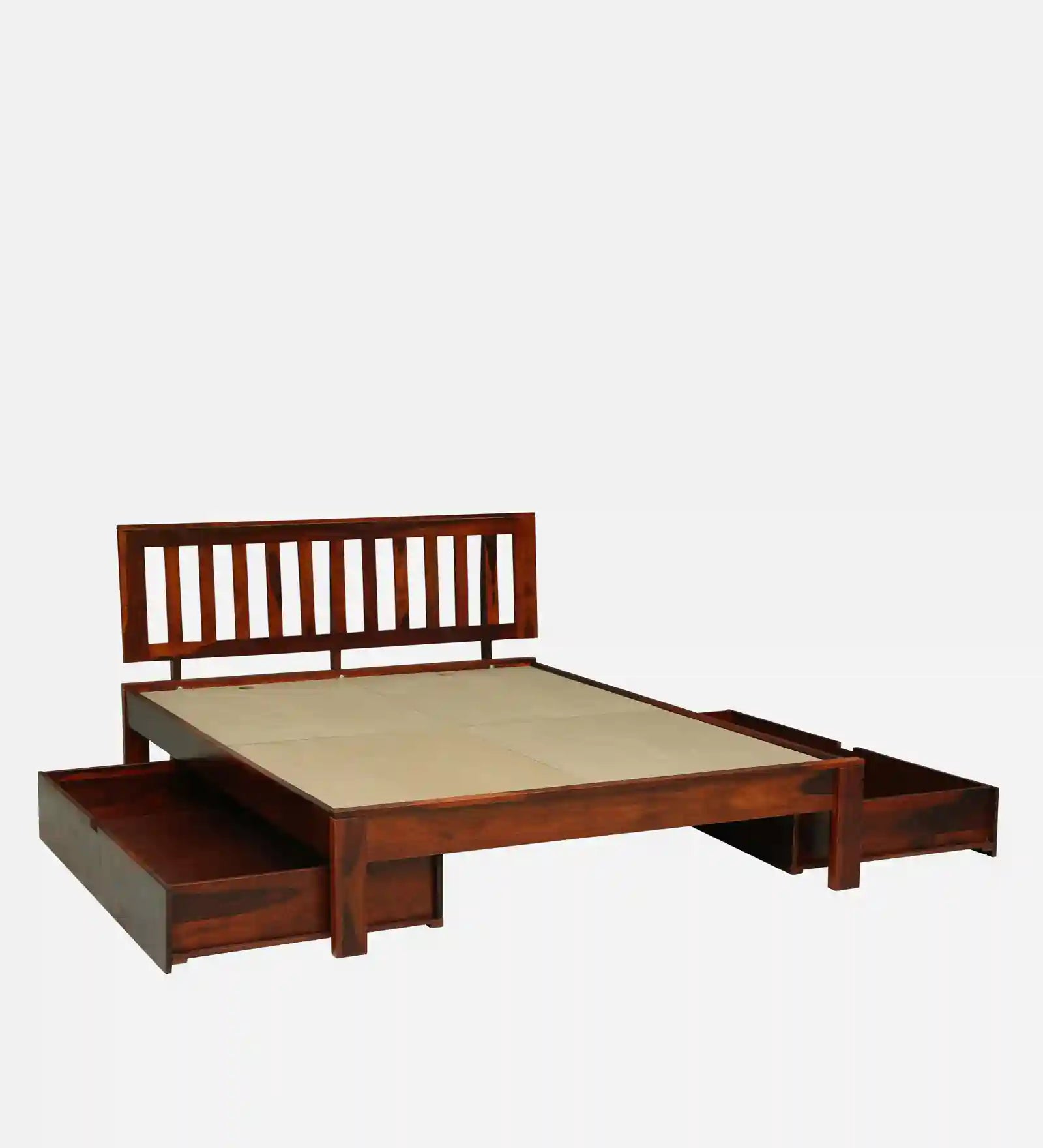 heavy timber sheesham wood bed support system drawer storage queen size india