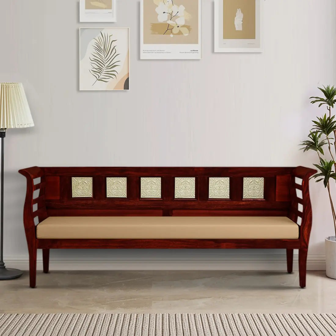 Luxury Aavni wooden sofa solid sheesham three seater premium design