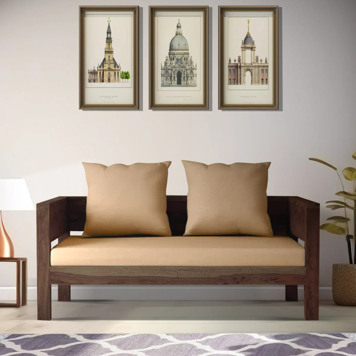 Luxury Anamika wooden sofa solid sheesham 2 seater premium style