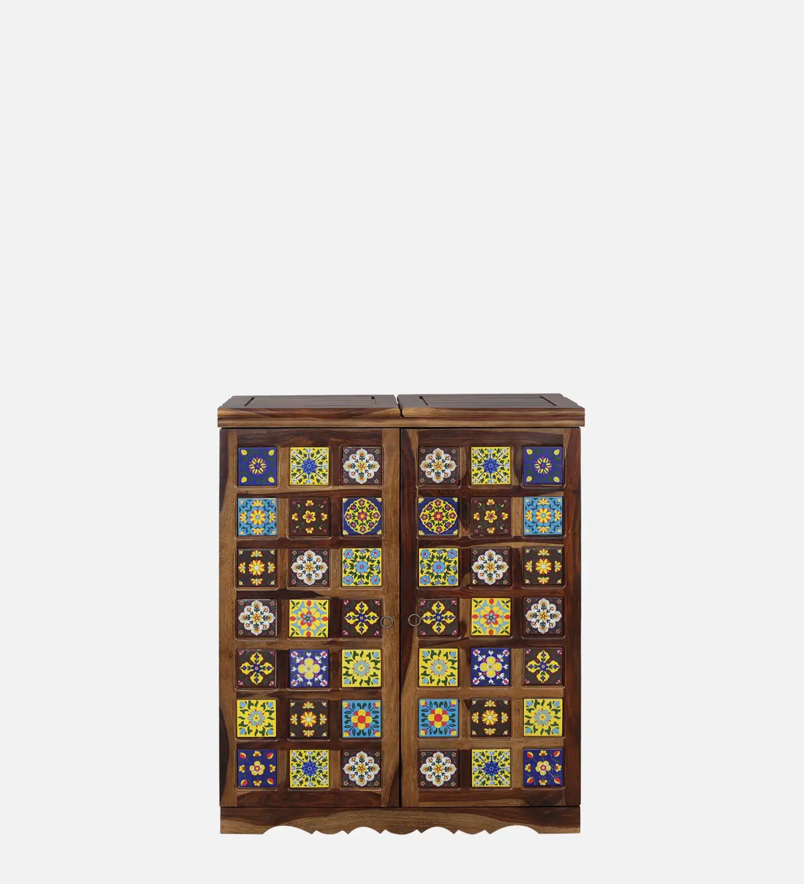 Luxury bar cabinet in solid wood sheesham for modern home furniture
