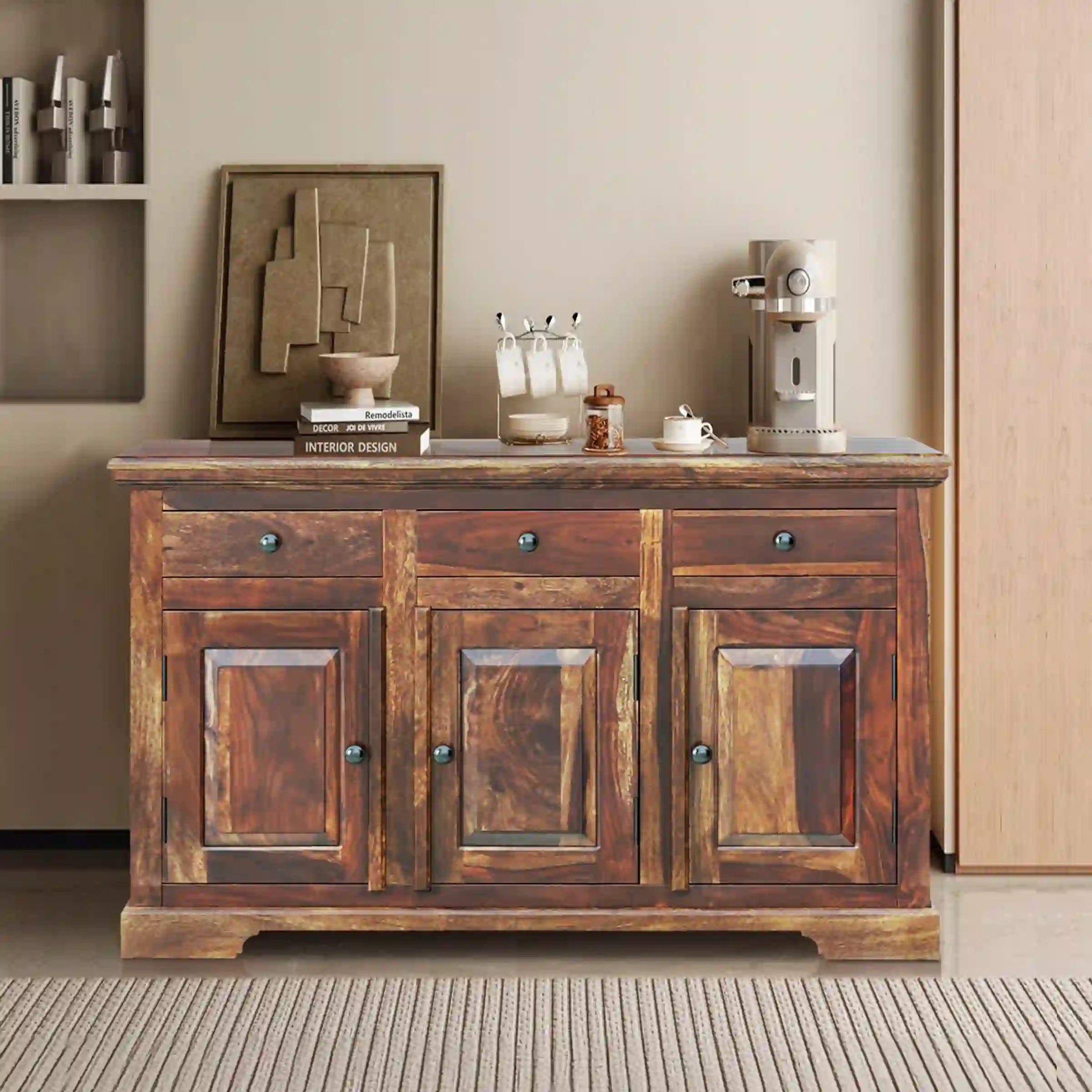 Luxury solid wood sideboard sheesham storage cabinet home India