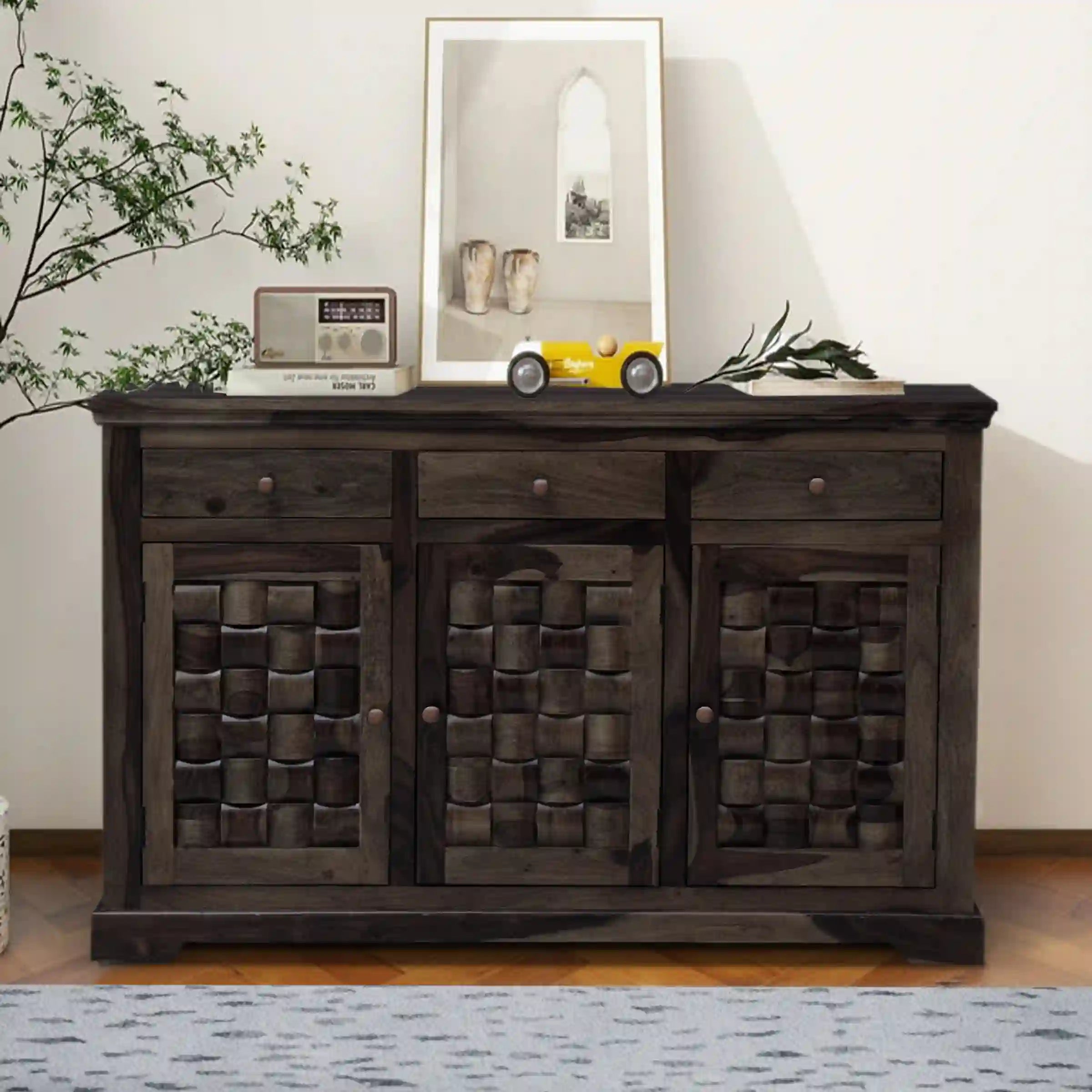 Luxury solid wood sideboard sheesham storage cabinet home India