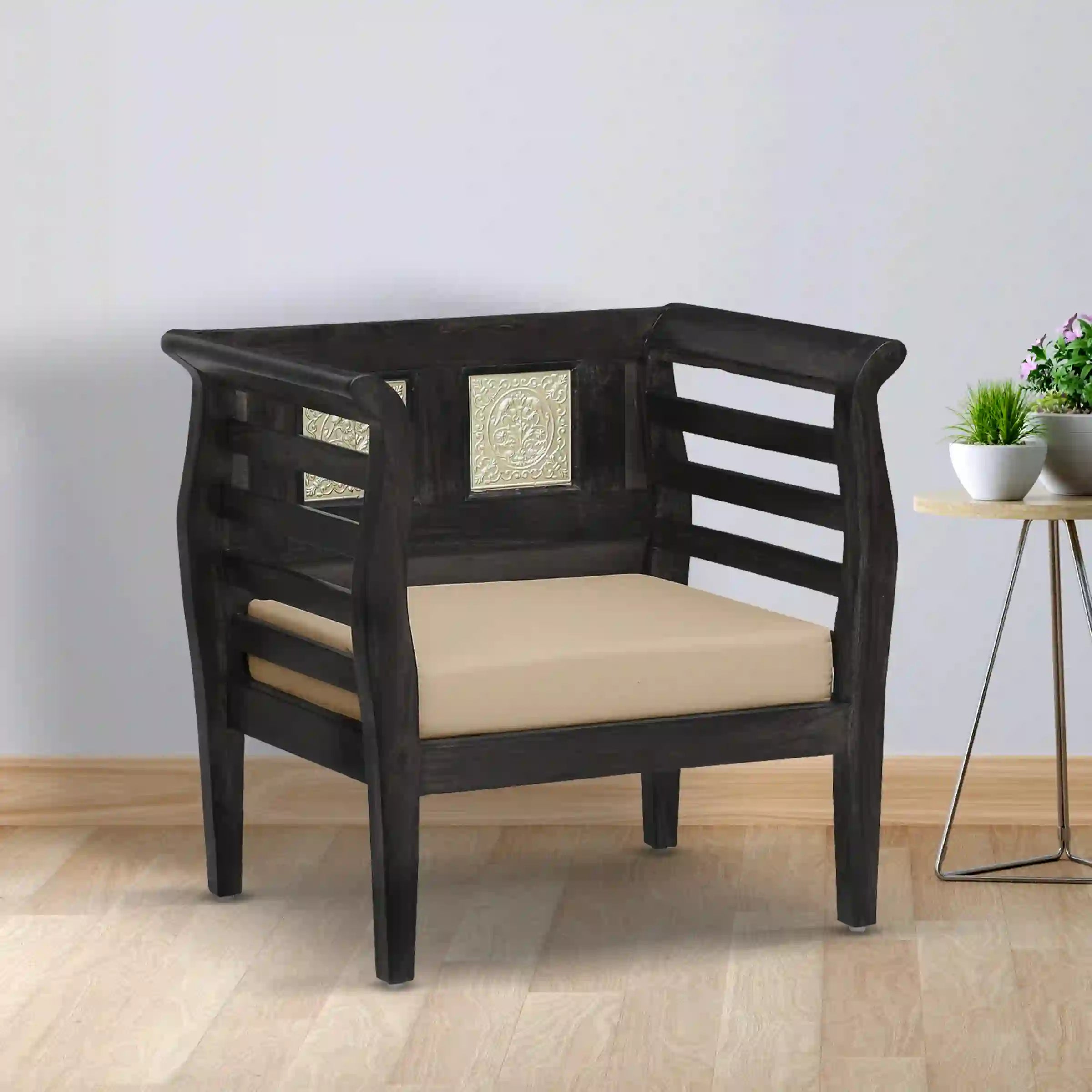 luxury wooden 1 seater sofa chair in sheesham wood india