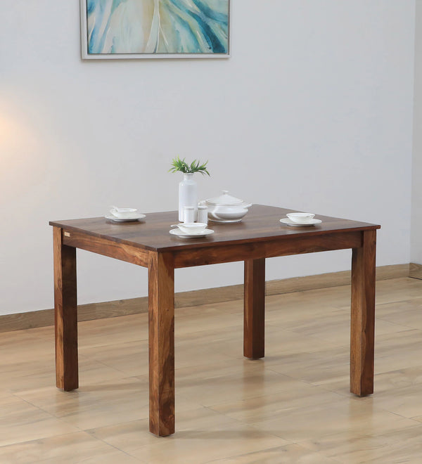Saho Solid Wood 4 Seater Dining Table In Walnut Finish  By Rajwada
