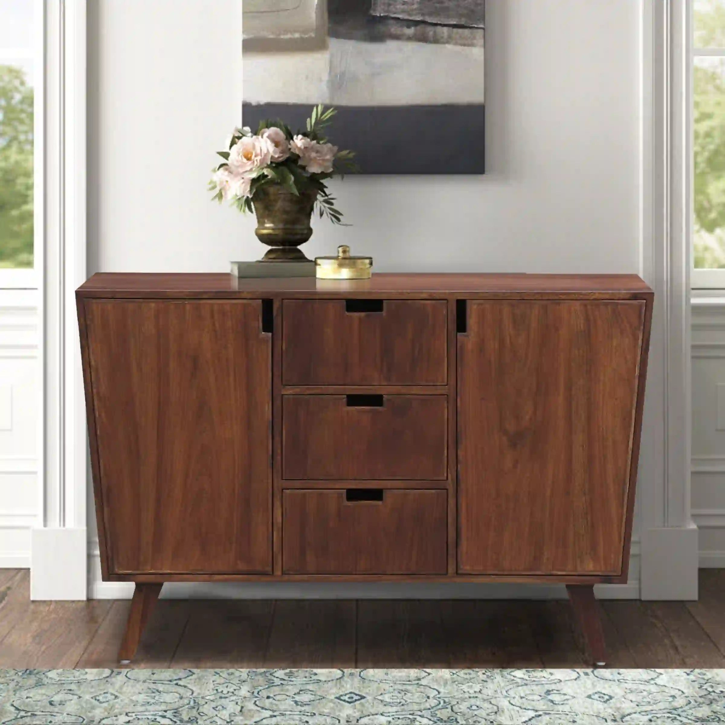 Mario credenza console unit sheesham wood drawer storage furniture India