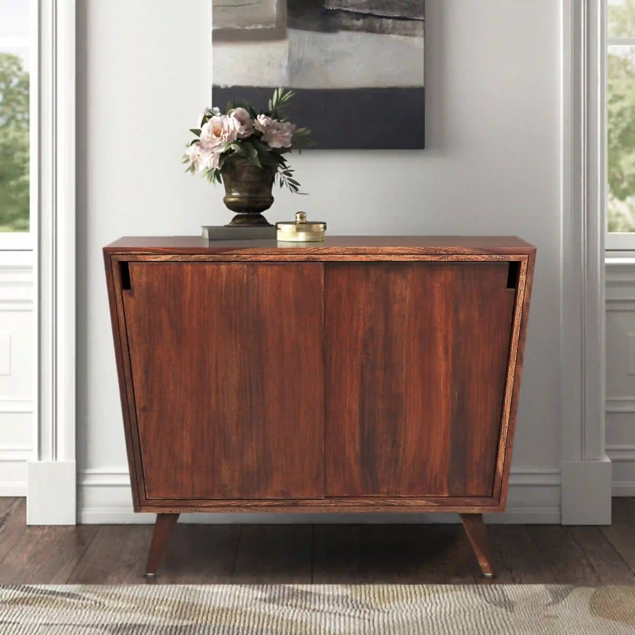 Mario credenza storage unit sheesham wood drawer cabinet modern home India