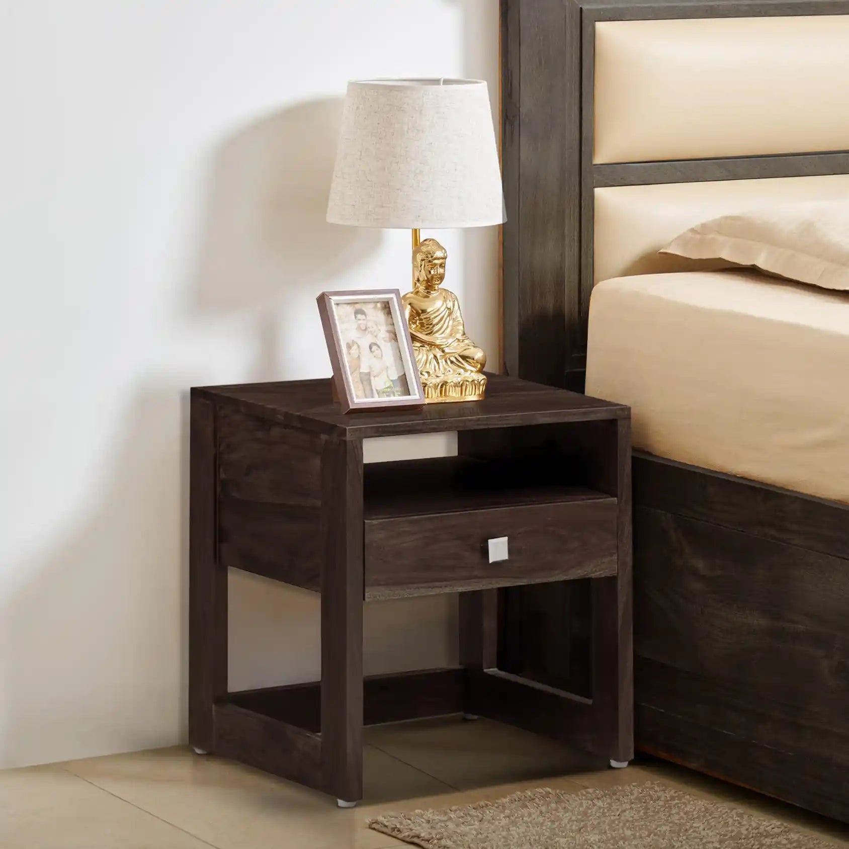 Mia bedroom side table solid wood nightstand simple design India
