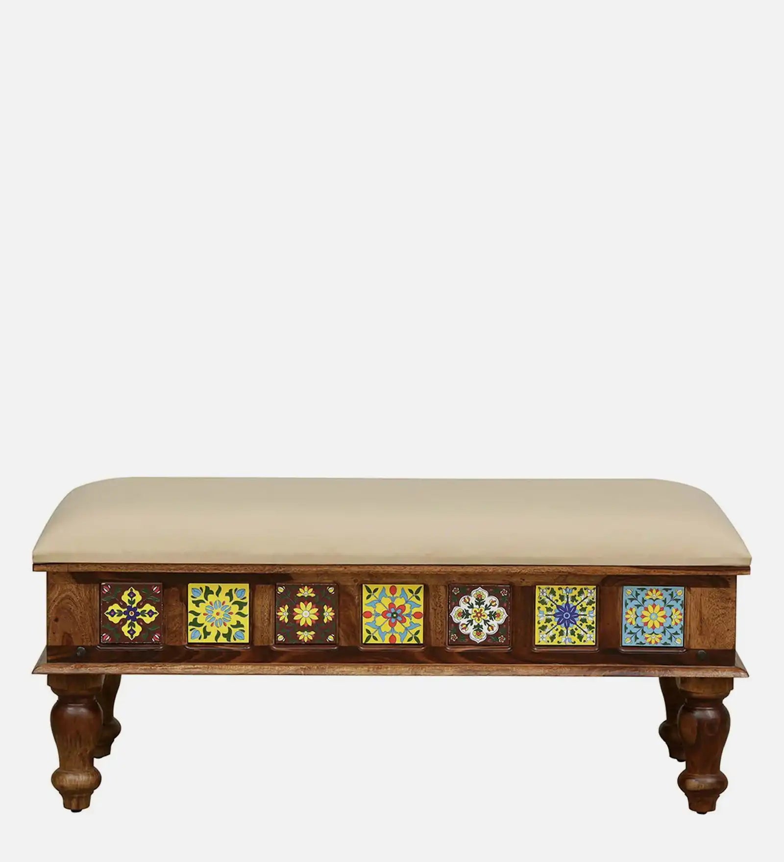 Modern 6-seater dining table set with bench made from solid wood stylish home furniture India
