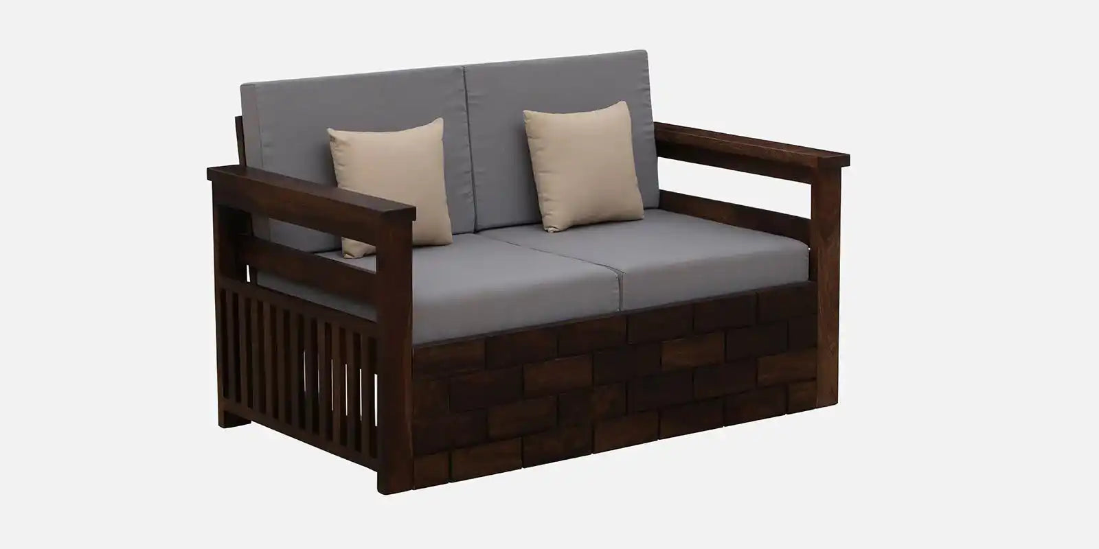 Modern Rudra wooden sofa 2 seater solid sheesham home furniture design