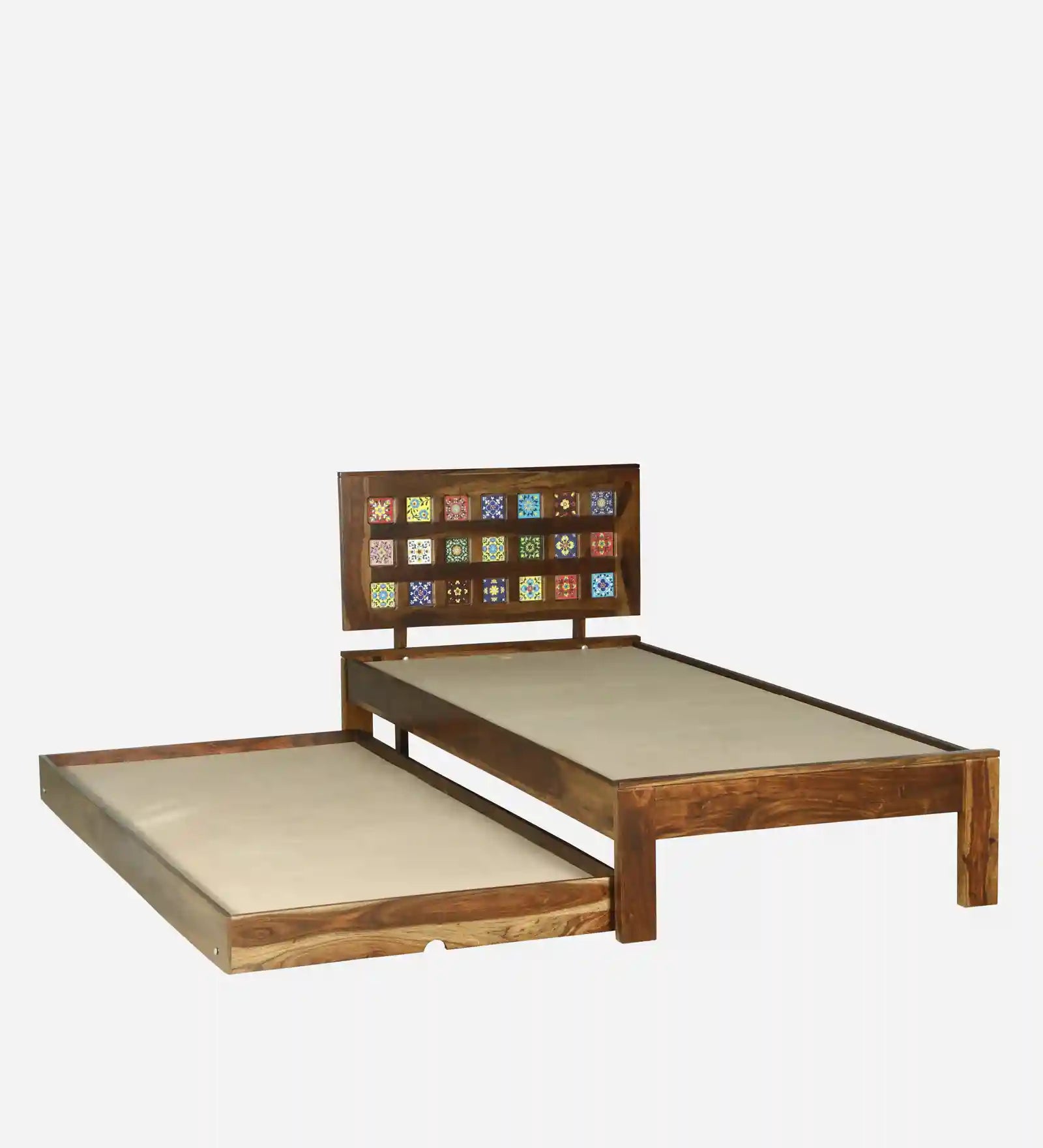 Modern sheesham single bed trundle Anamika design solid wood bed India