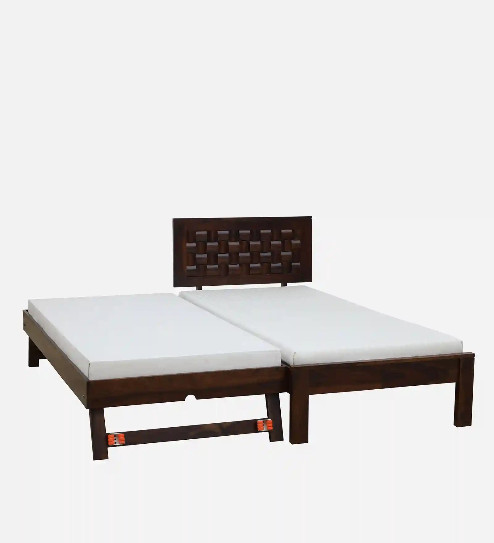 Modern sheesham single bed with trundle Nivasa solid wood bed India