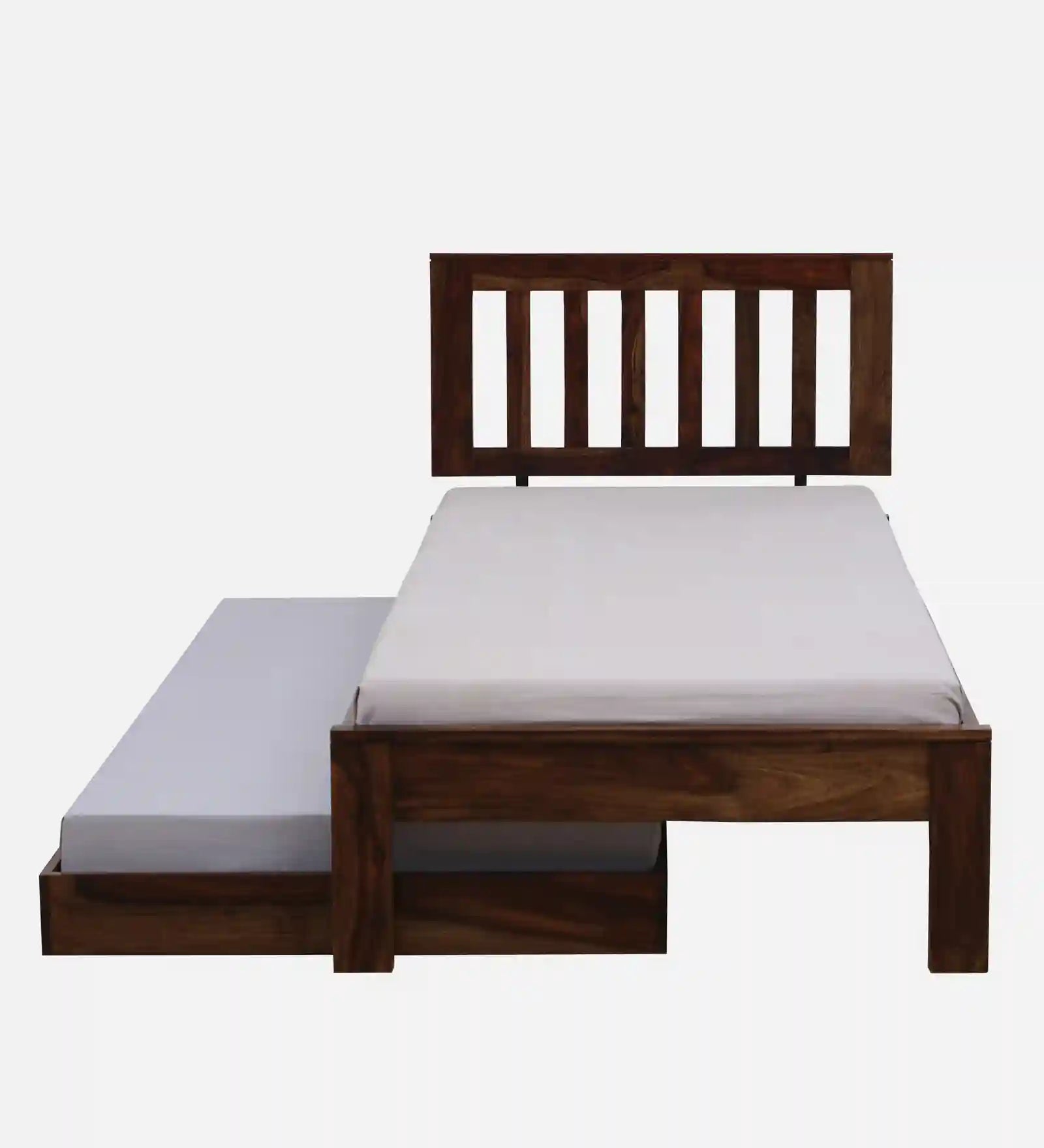 Modern sheesham single bed with trundle Vriksha solid wood bed India