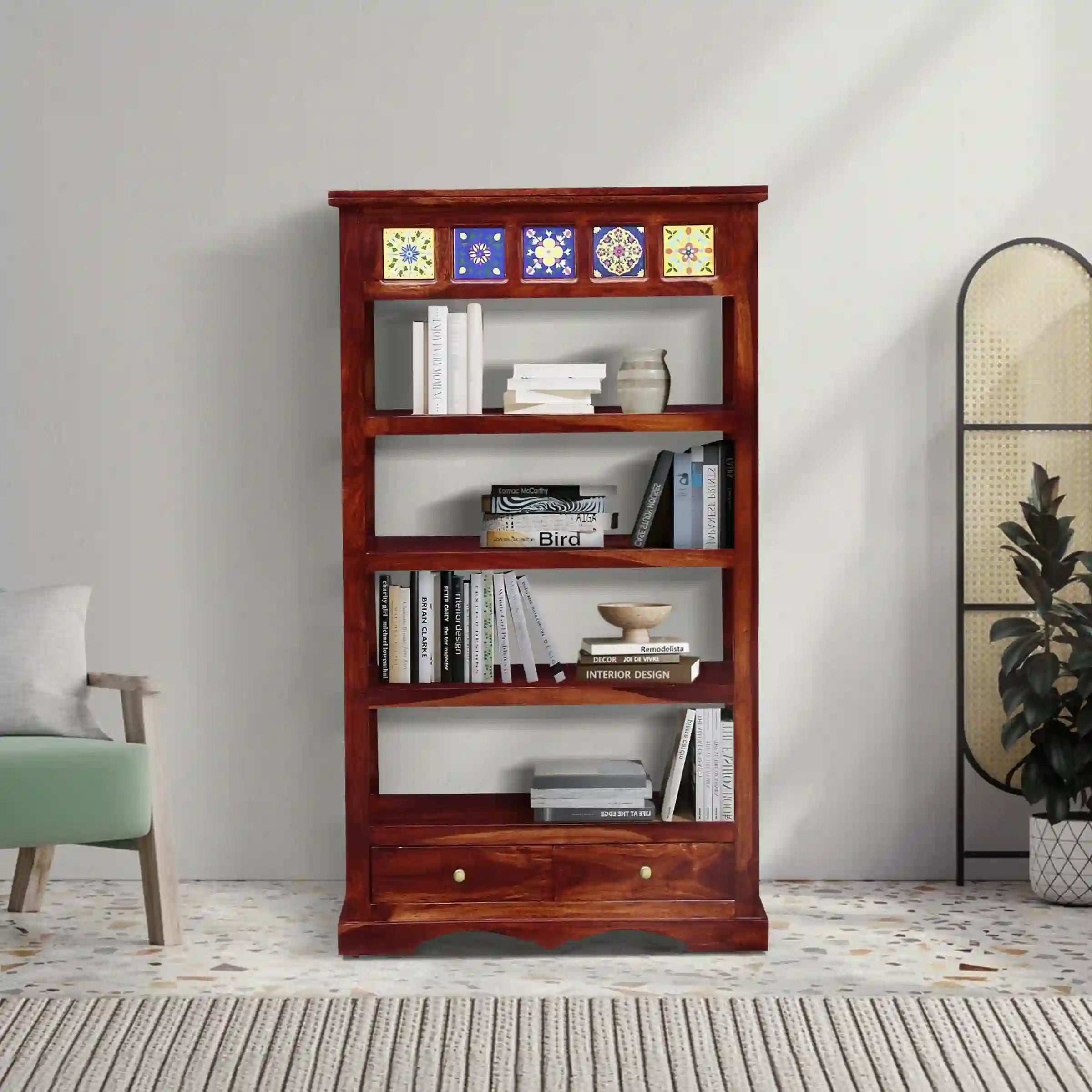 Modern sheesham wood book shelf wooden bookcase for study room